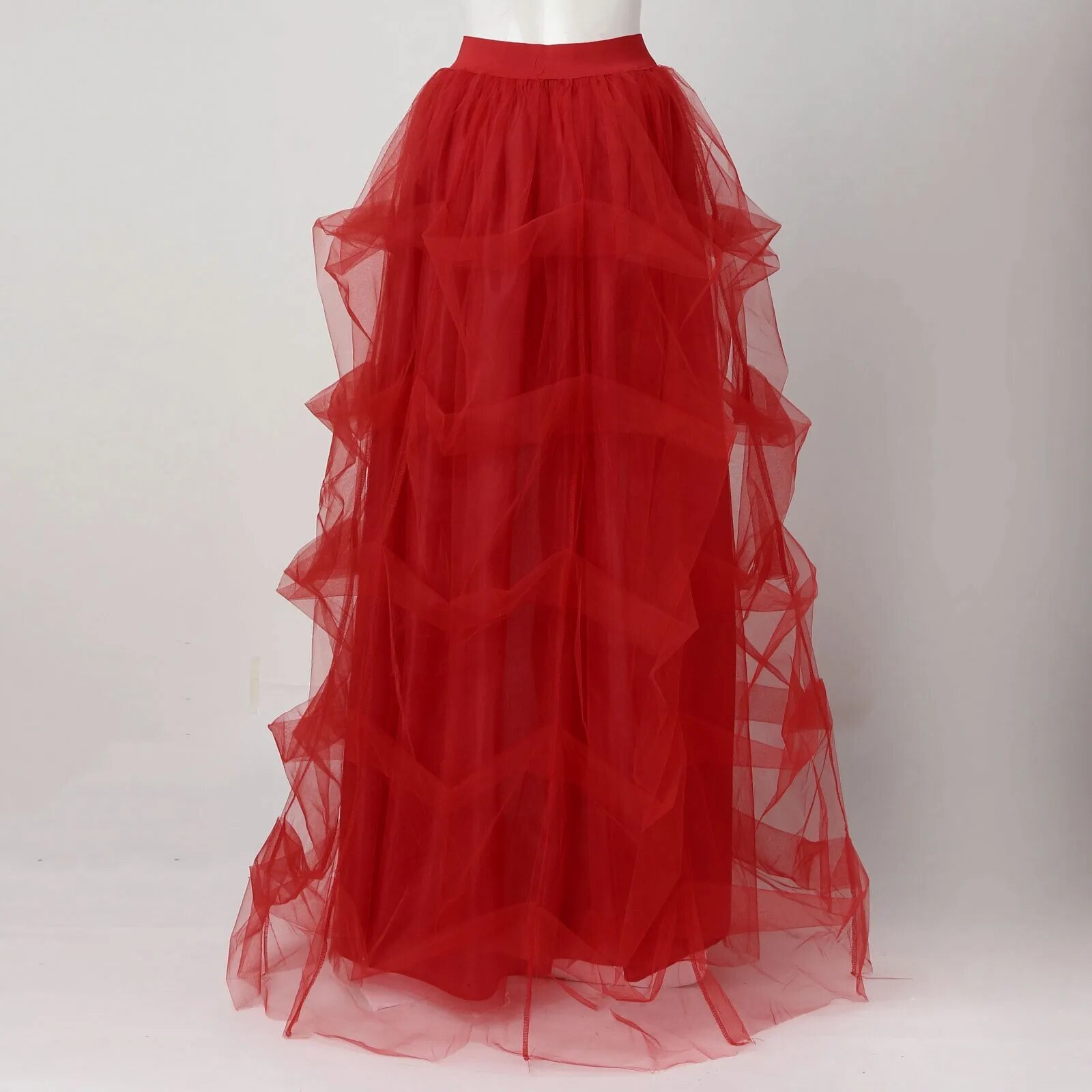 Sexy Black High Split Women Tulle Maxi Skirts Party Puffy Long Tulle Skirts Mesh