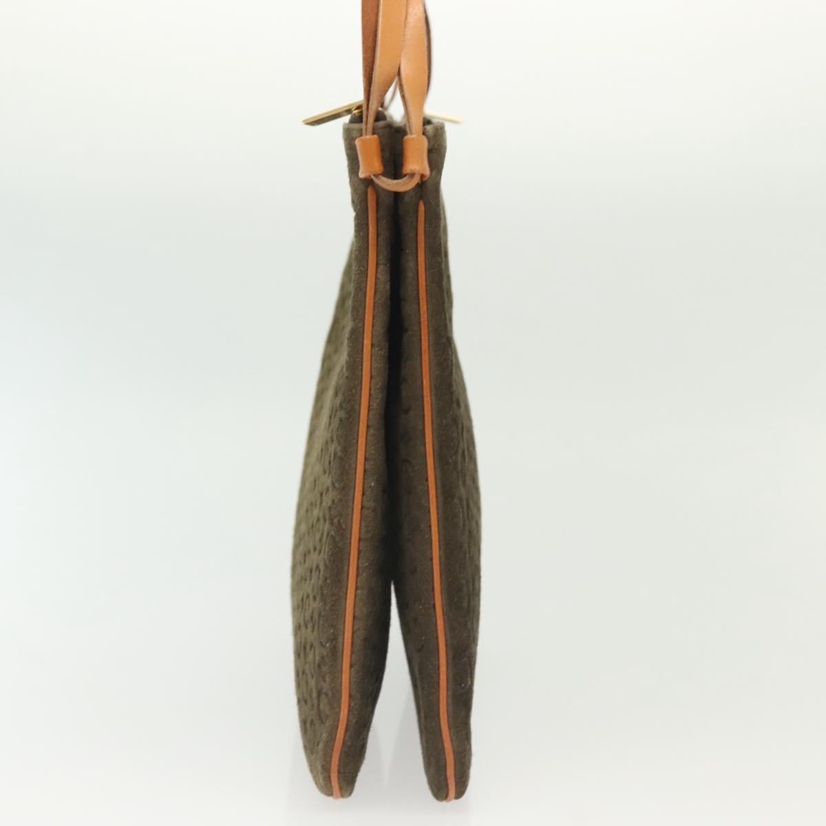 CELINE C Macadam Canvas Shoulder Bag Suede Brown Gold Auth 139556