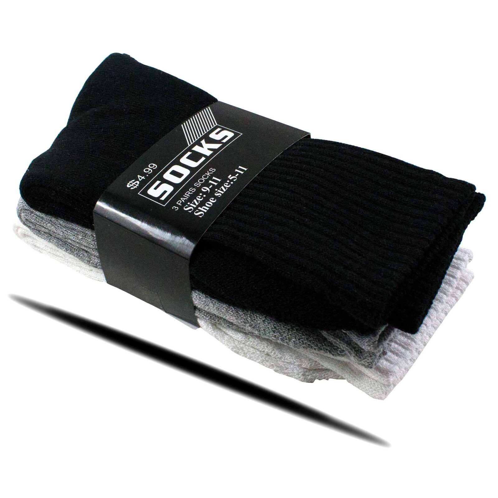 3 6 9 12 Pairs Men’s Sport Athletic Work Cotton Crew Solid Socks Size 9-11 10-13