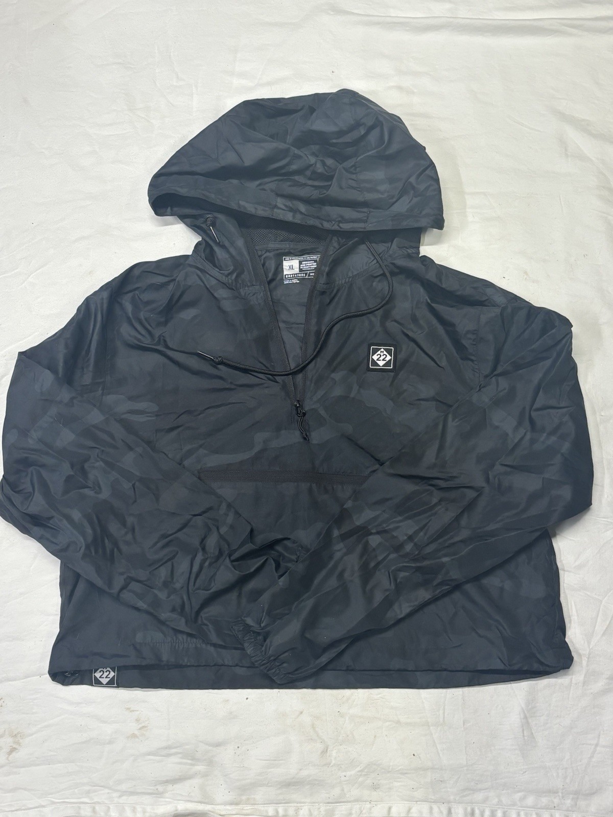 M22 Men’s Hooded Half Zip Anorak Jacket Black Gray Camo Outdoor XL