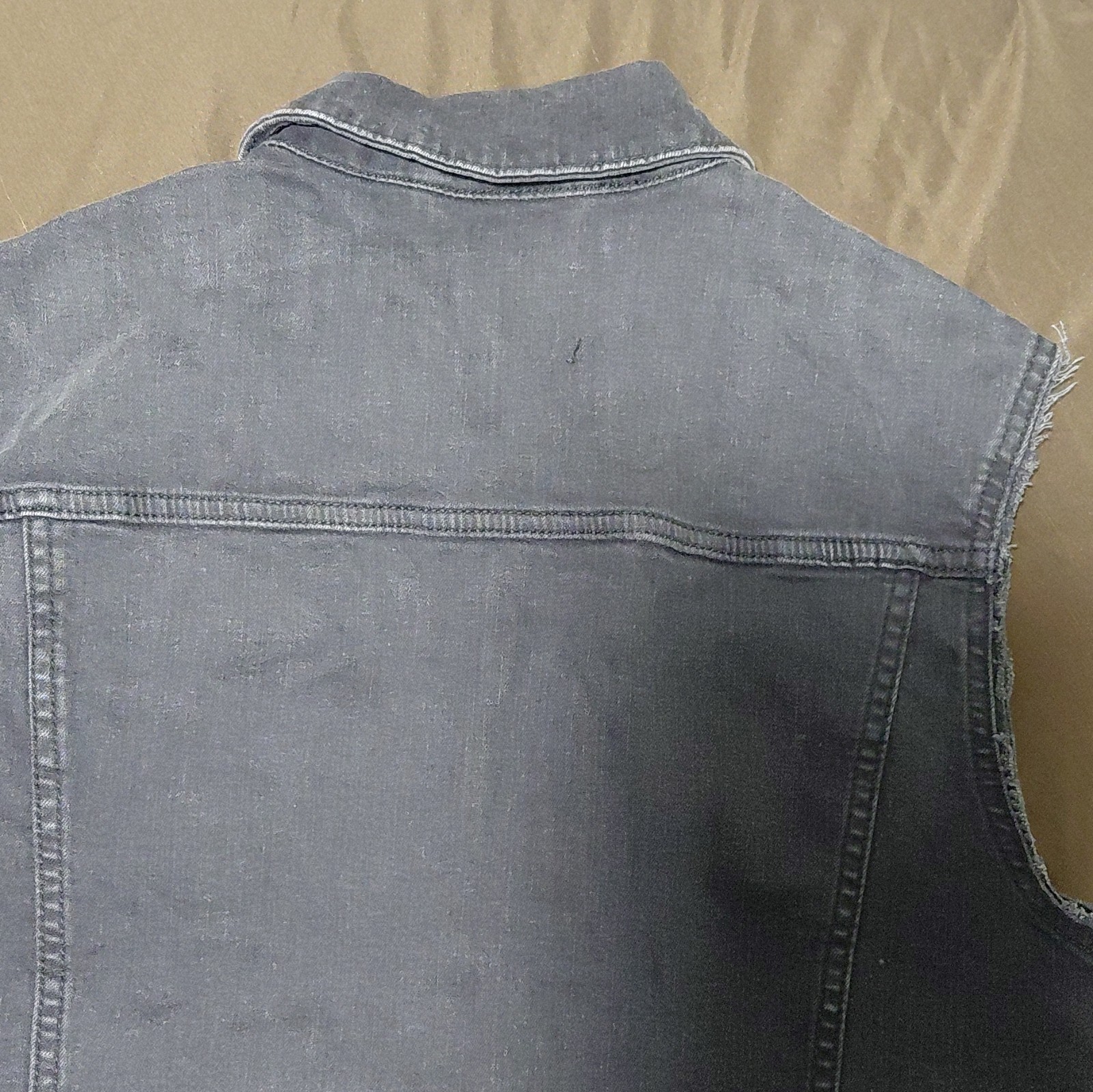 Y2k Goodfellow & Co Black Jean Button Down Vest with Cutoff Sleeves Men’s Sz Sm