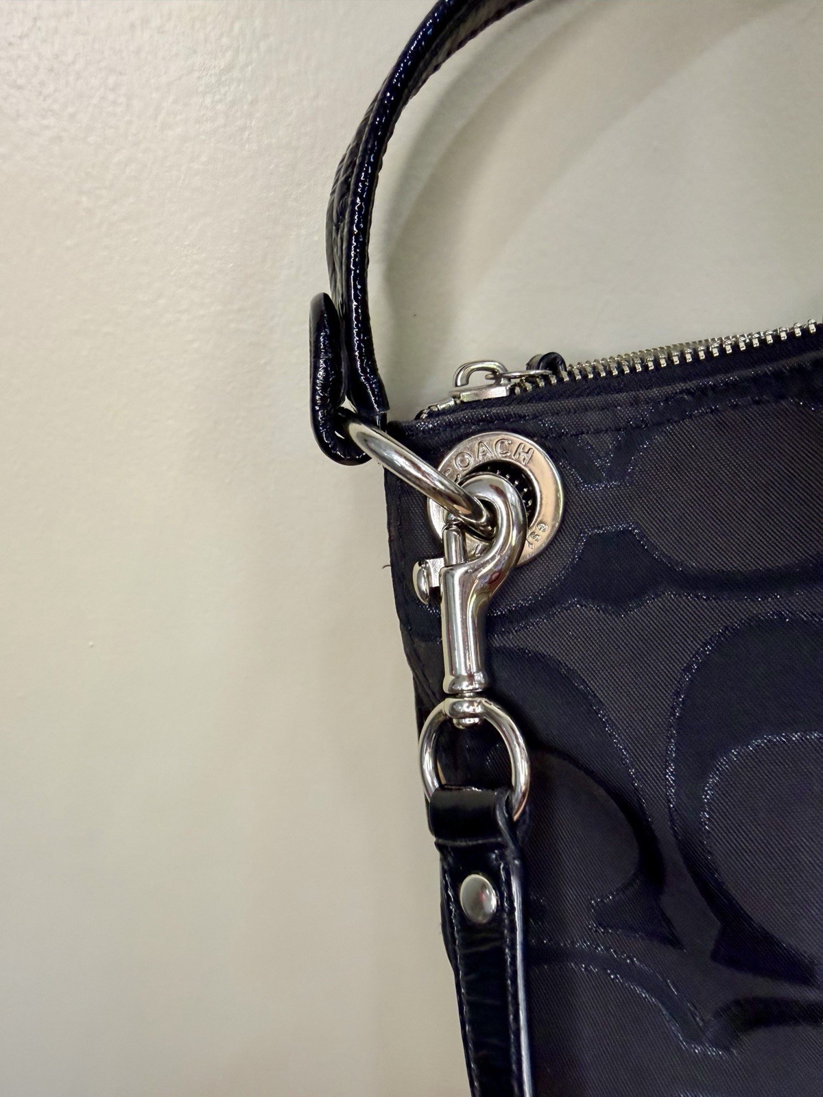 Y2K Coach 12984 Black Signature Jacquard Shoulder Crossbody Bag Detachable Strap