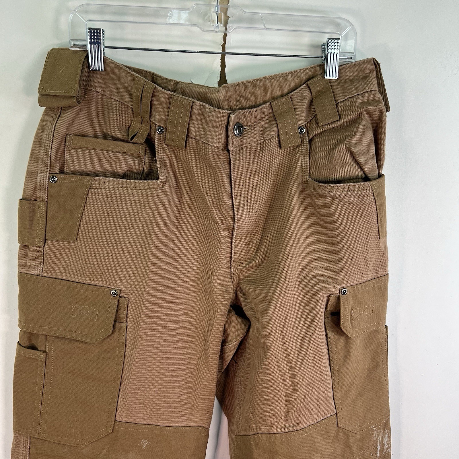 Dulth Trading Ultimate Cargo Dry Duck Cotton Pants Mens Size 34 X32 Tan