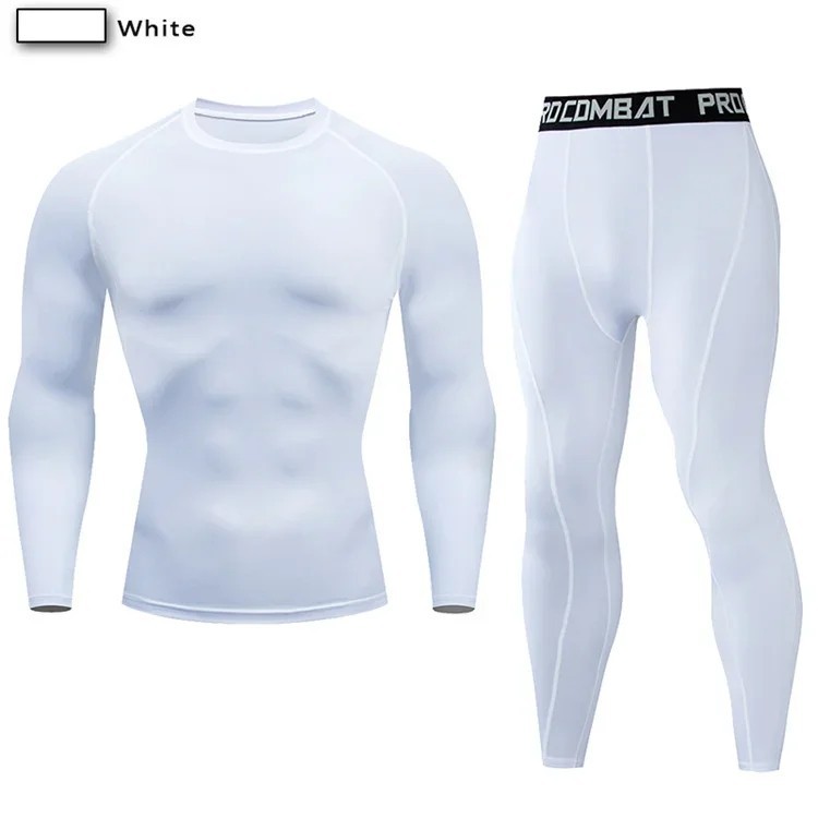 2Pcs Men Compression Sportswear Suit Elastic Training Yoga Sets Fitness Clothing