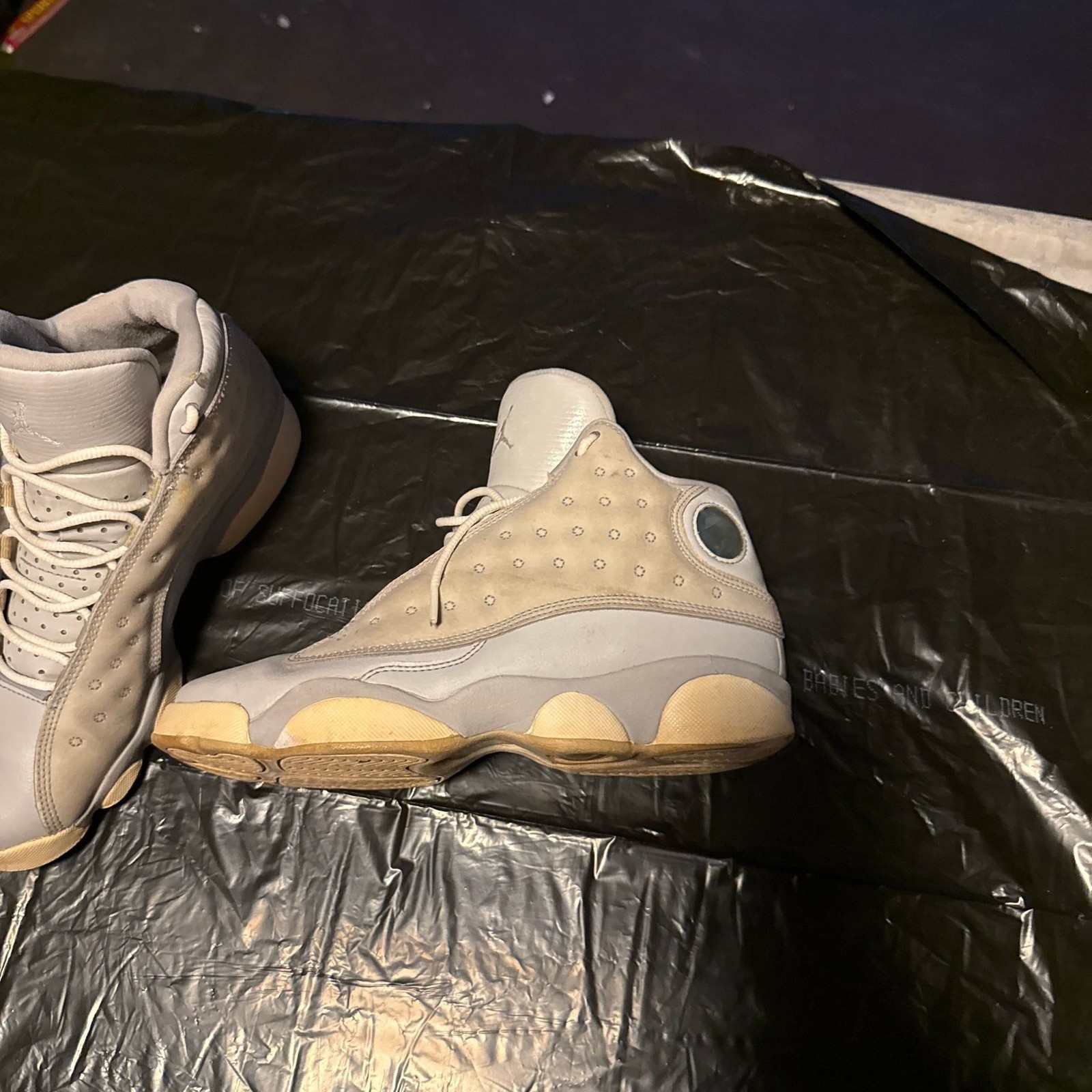 Nike Air Jordan 13 Retro High Top Sneakers, Grey/Tan Leather, Size 5