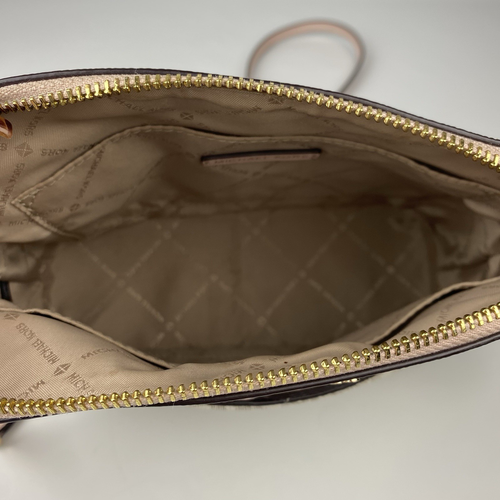 Michael Kors Mercer Logo and Leather Accordion Crossbody Bag Pink Medium