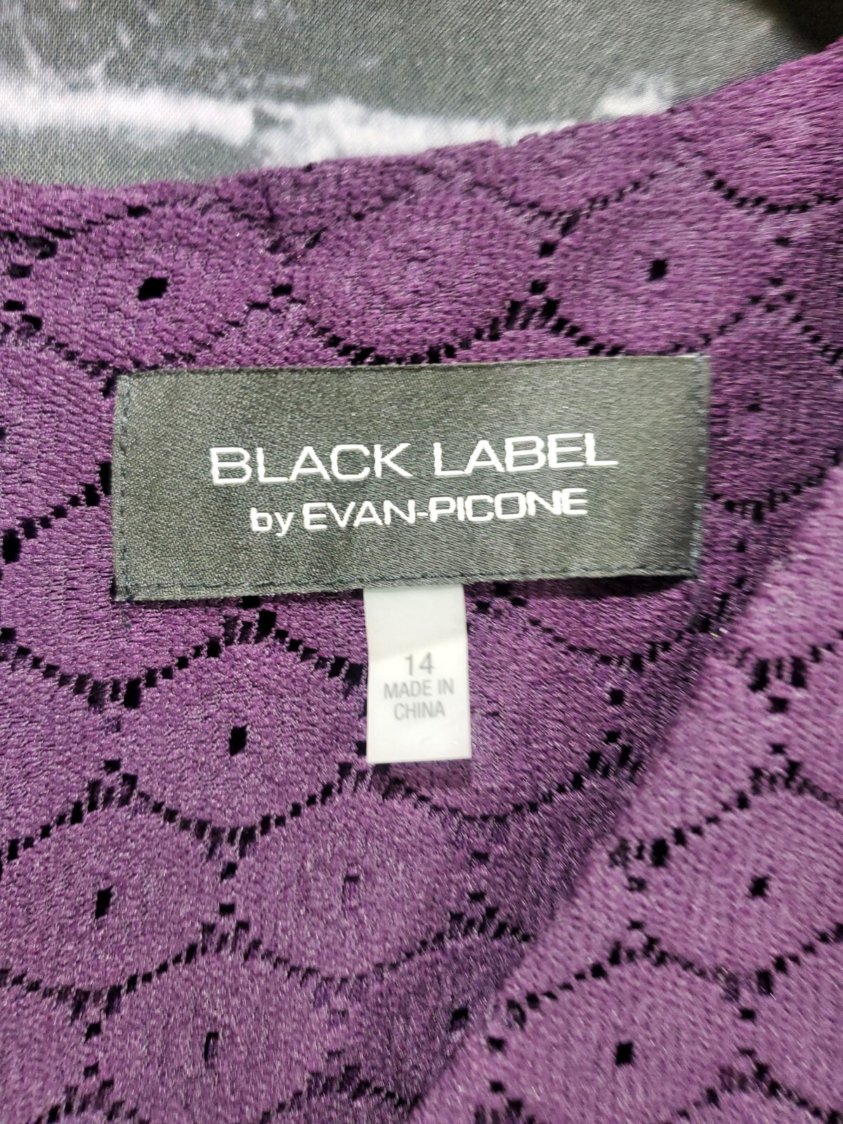 Black Label by Evan Picone Dress Womens 14 Purple Faux Wrap Elegant Classic NWTs