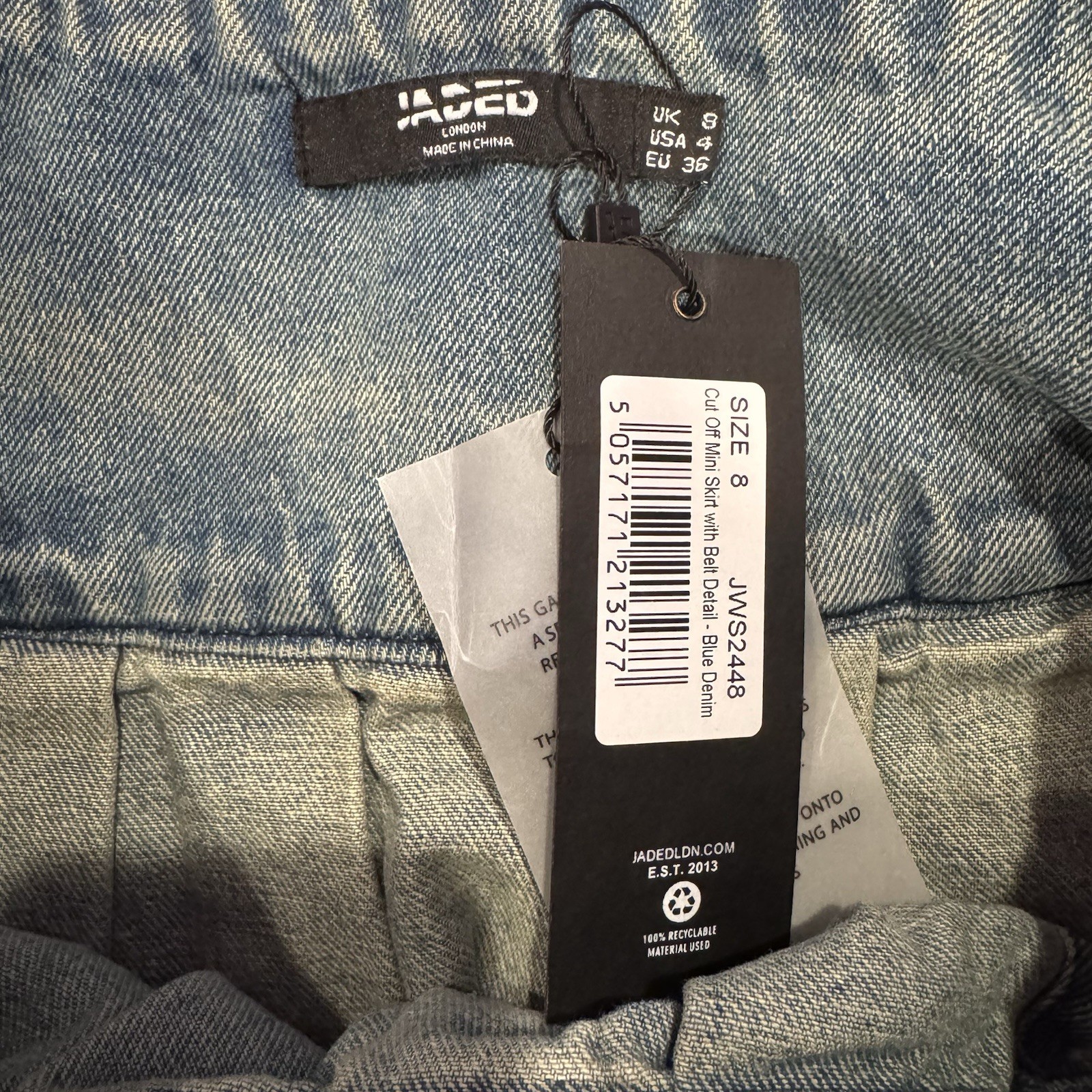 Jaded London Ludlow Denim Mini Micro Skirt, size US 4