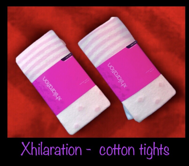 2 Pairs Cotton Knit Tights Girl’s Size 7-10,Cotton Candy & Cream,Dots/stripes