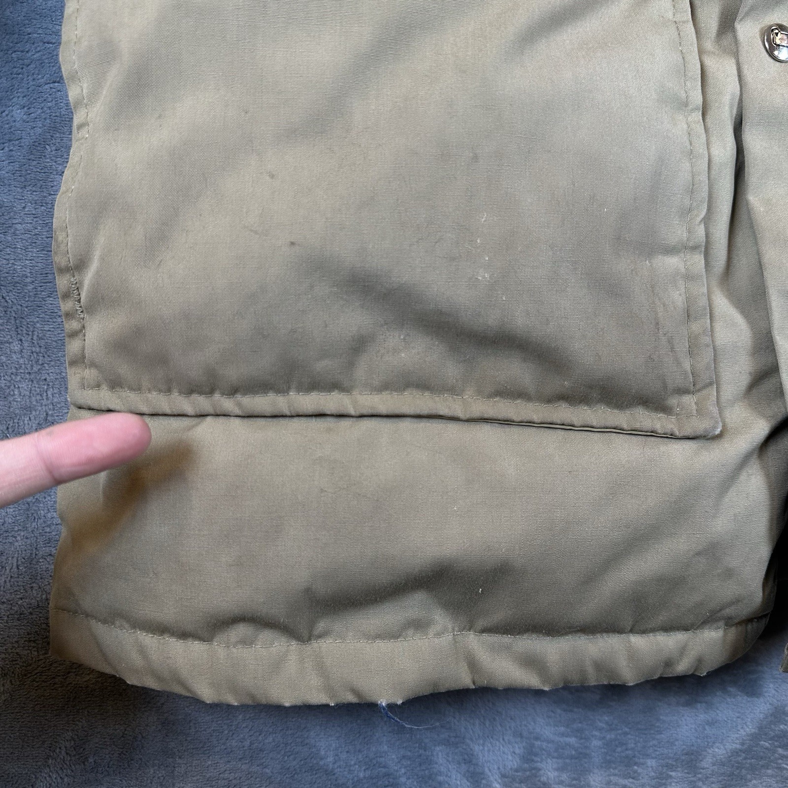 READ Vintage Woolrich Jacket Mens M Beige Goose Down Puffer Winter Coat Parka