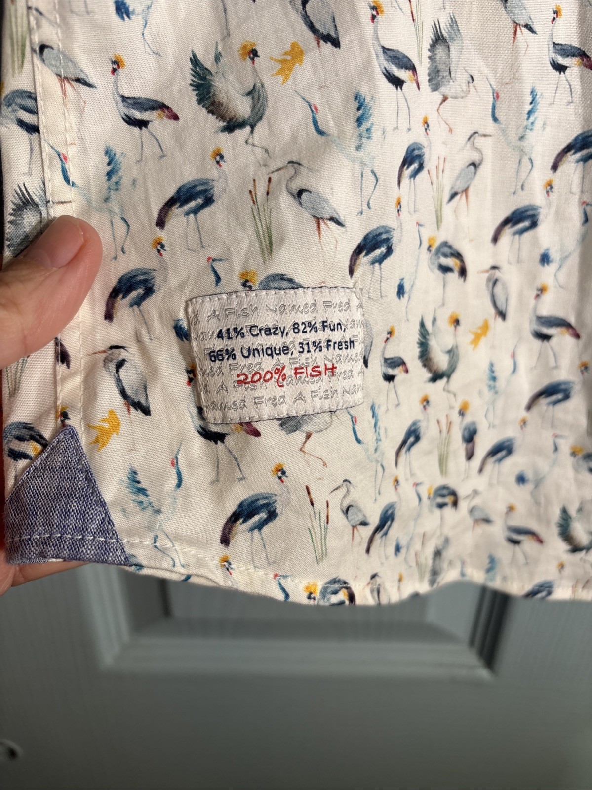 A Fish Named Fred Tropical Birds Short Sleeve Cotton Button Down Shirt XL