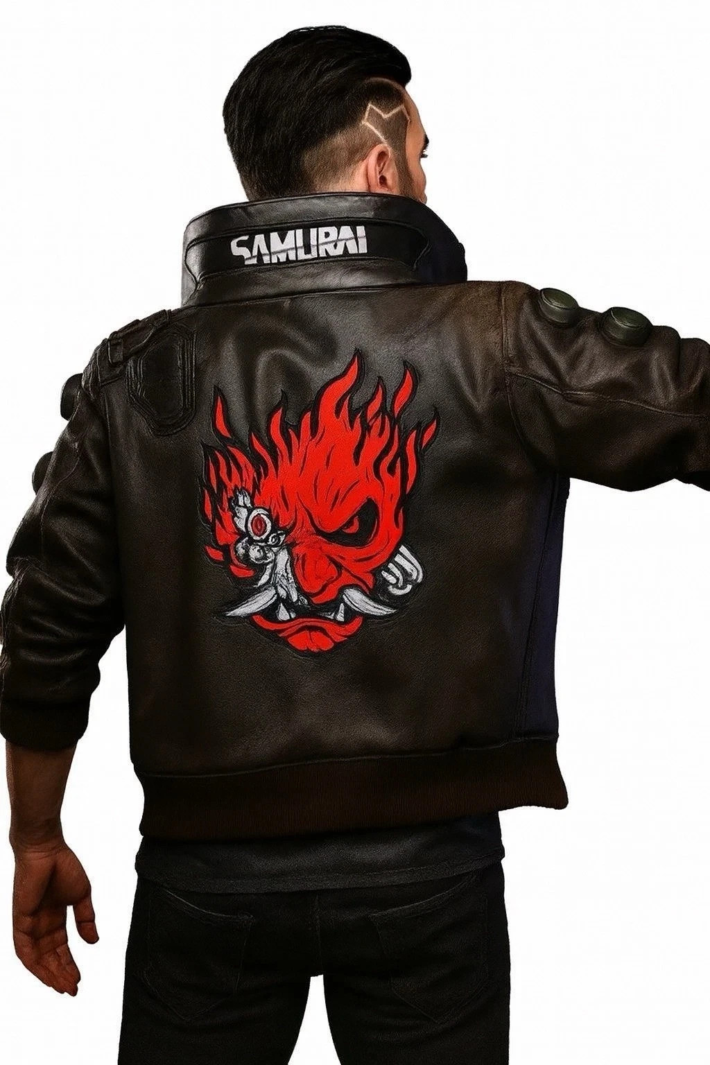SAMURAI V’s Men’s Real Leather jacket Cyberpunk 2077 Bomber Gaming Fans Cosplay
