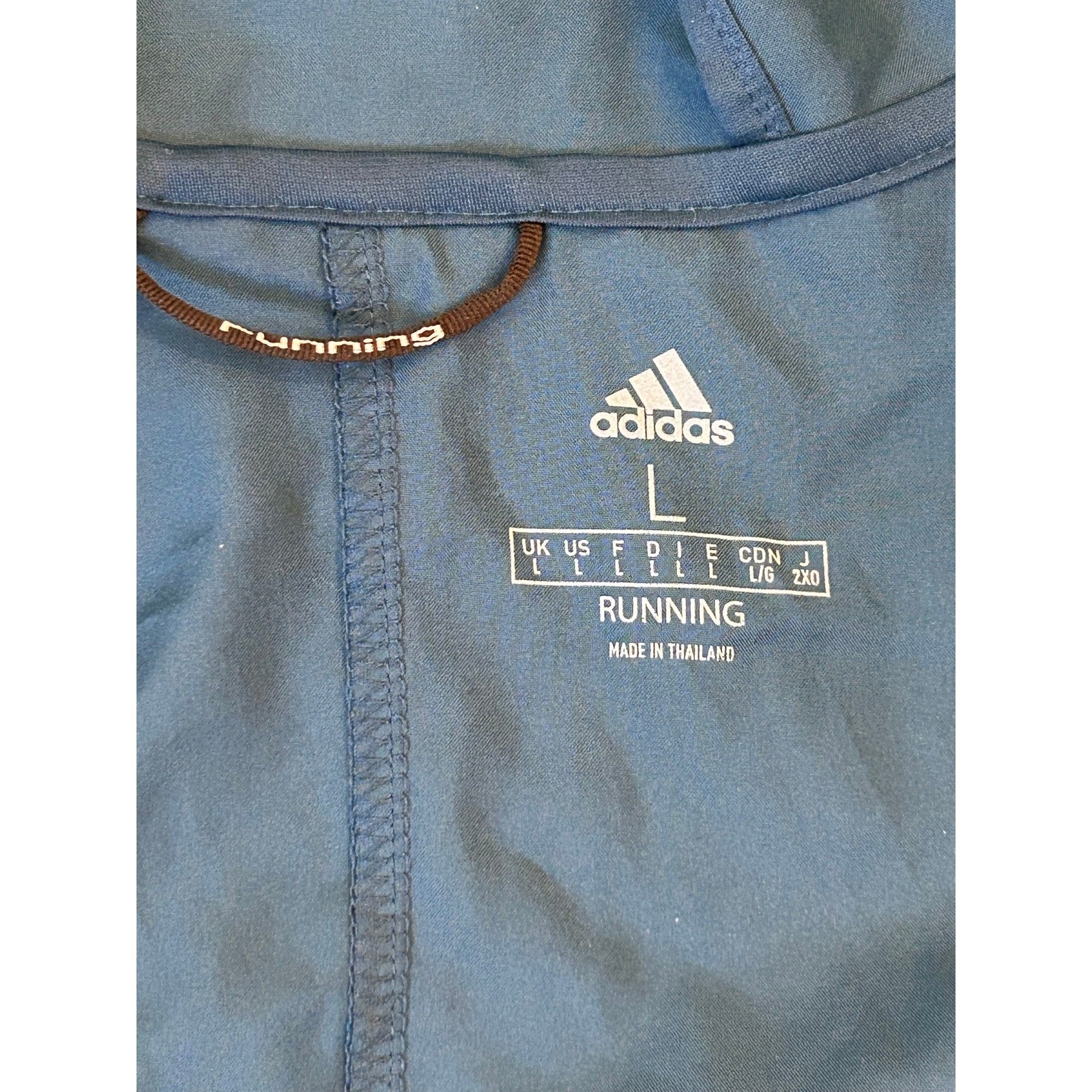 Adidas Own The Run Running Jacket Men’s Large Blue Hooded Reflective Full Zip