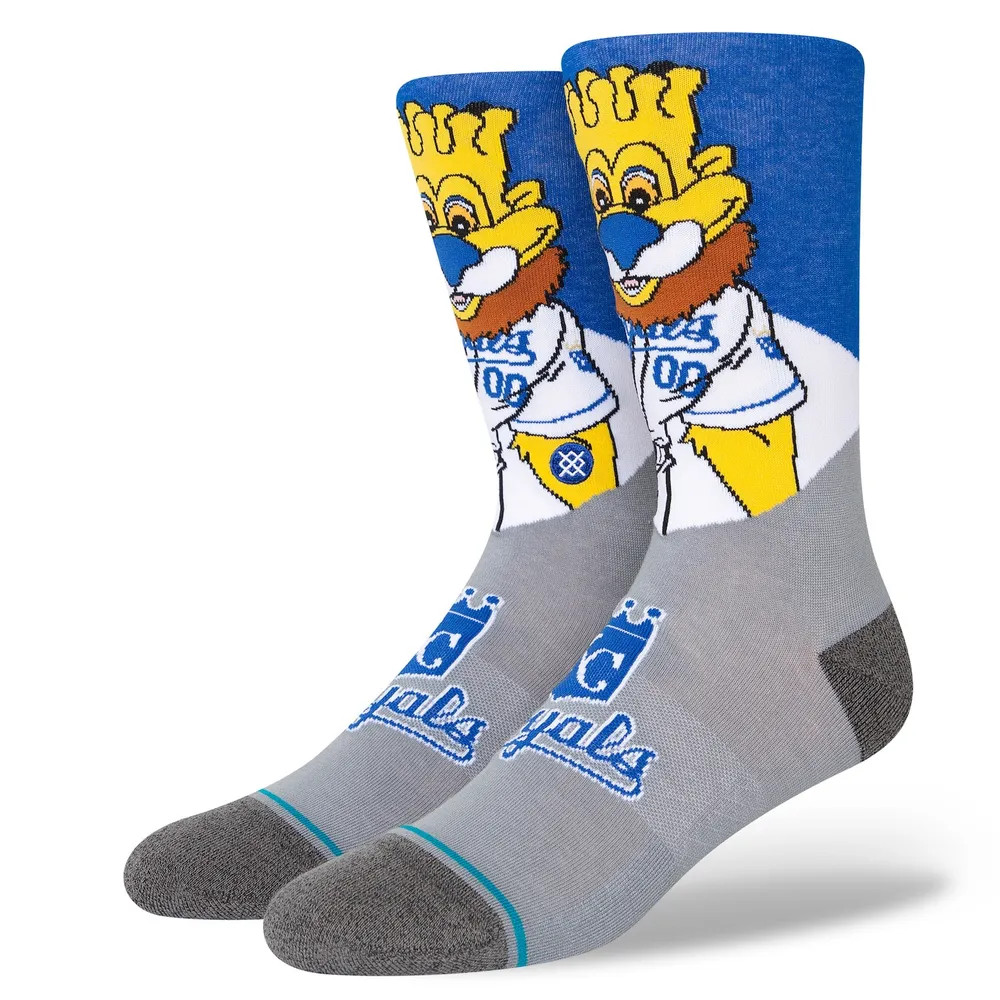 Stance Adult Grey Crew Nylon MLB Baseball Kansas City Royals Mascot Socks L 9-13