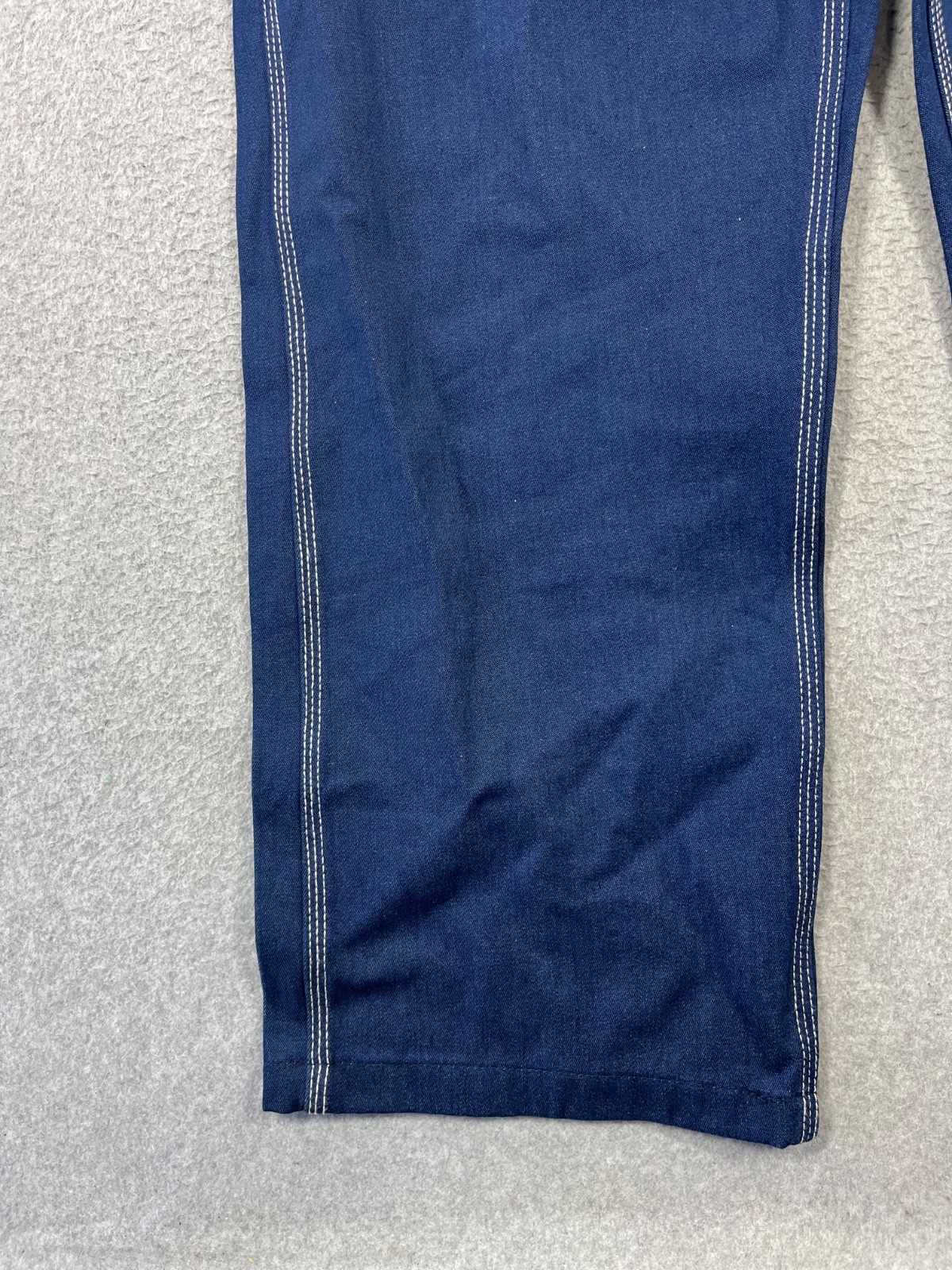 Big Smith Bib Overalls Mens 40×30 Blue Denim Triple Sticth Zipper Fly Carpenter
