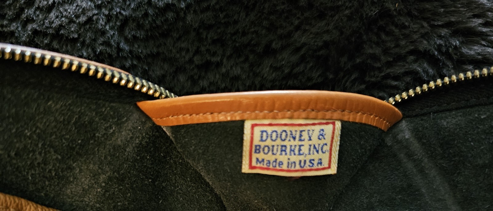 Vintage Dooney Bourke All Weather Leather Norfolk Satchel Navy Tan Made In USA