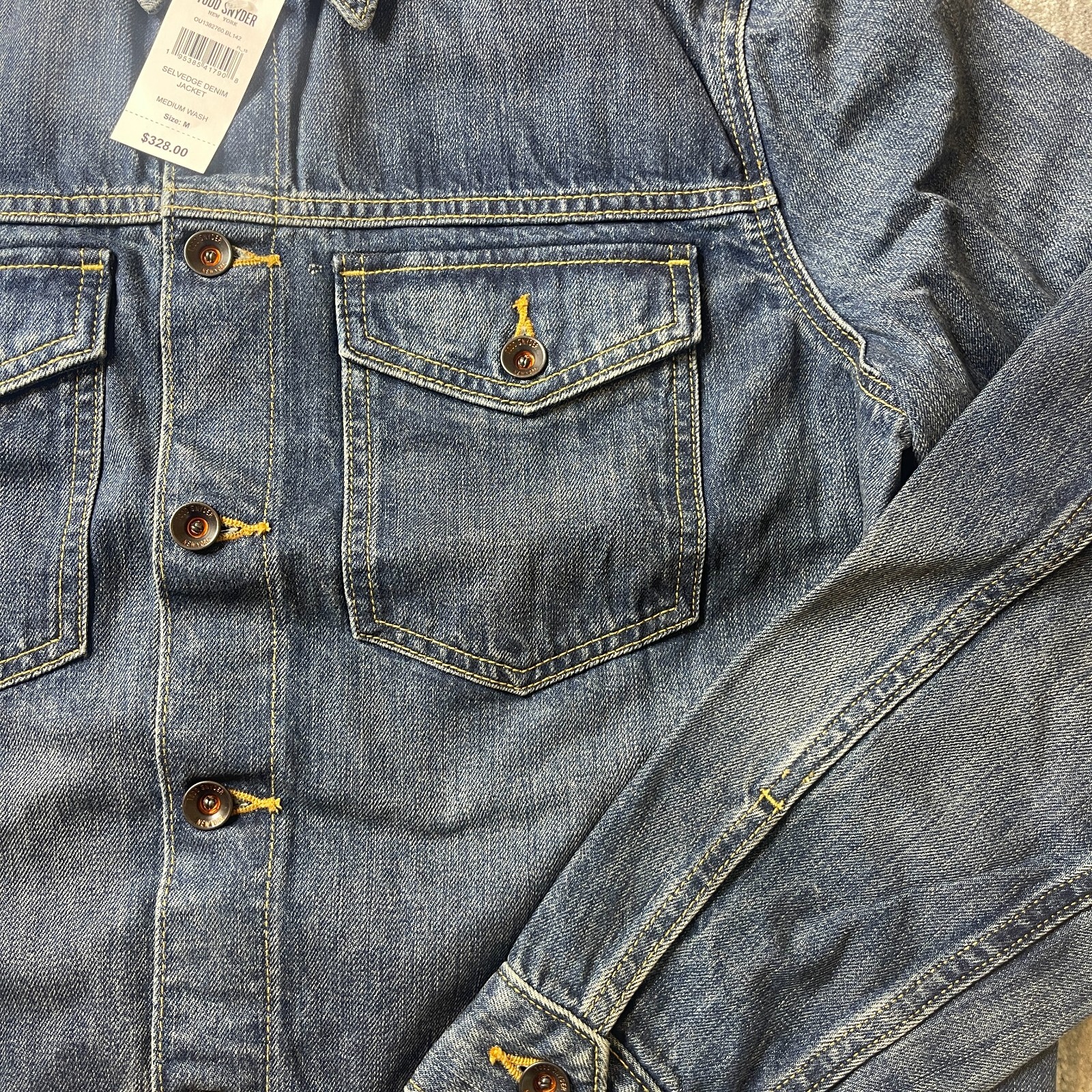 Todd Snyder Jacket Mens Medium Selvedge Denim Trucker Dark Wash Blue Button NEW