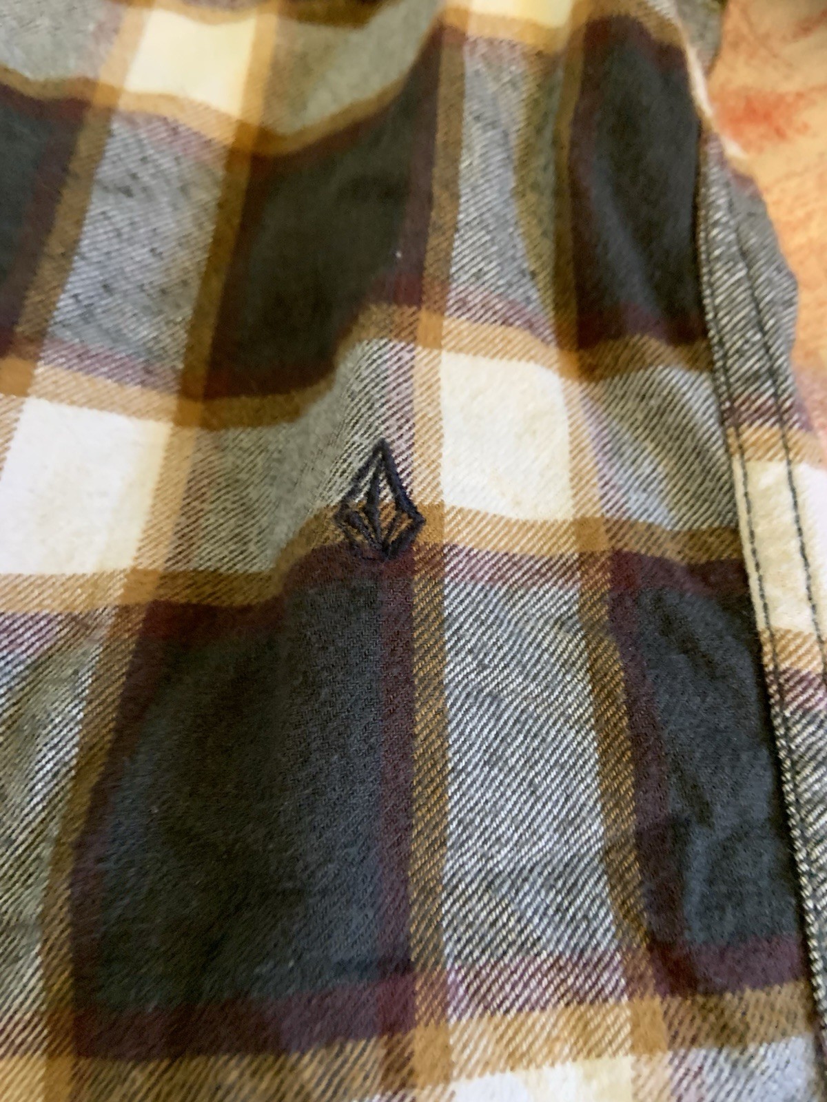 Volcom Modern Fit Cotton Flannel Plaid Button-Up Shirt Long Sleeve XL Gray