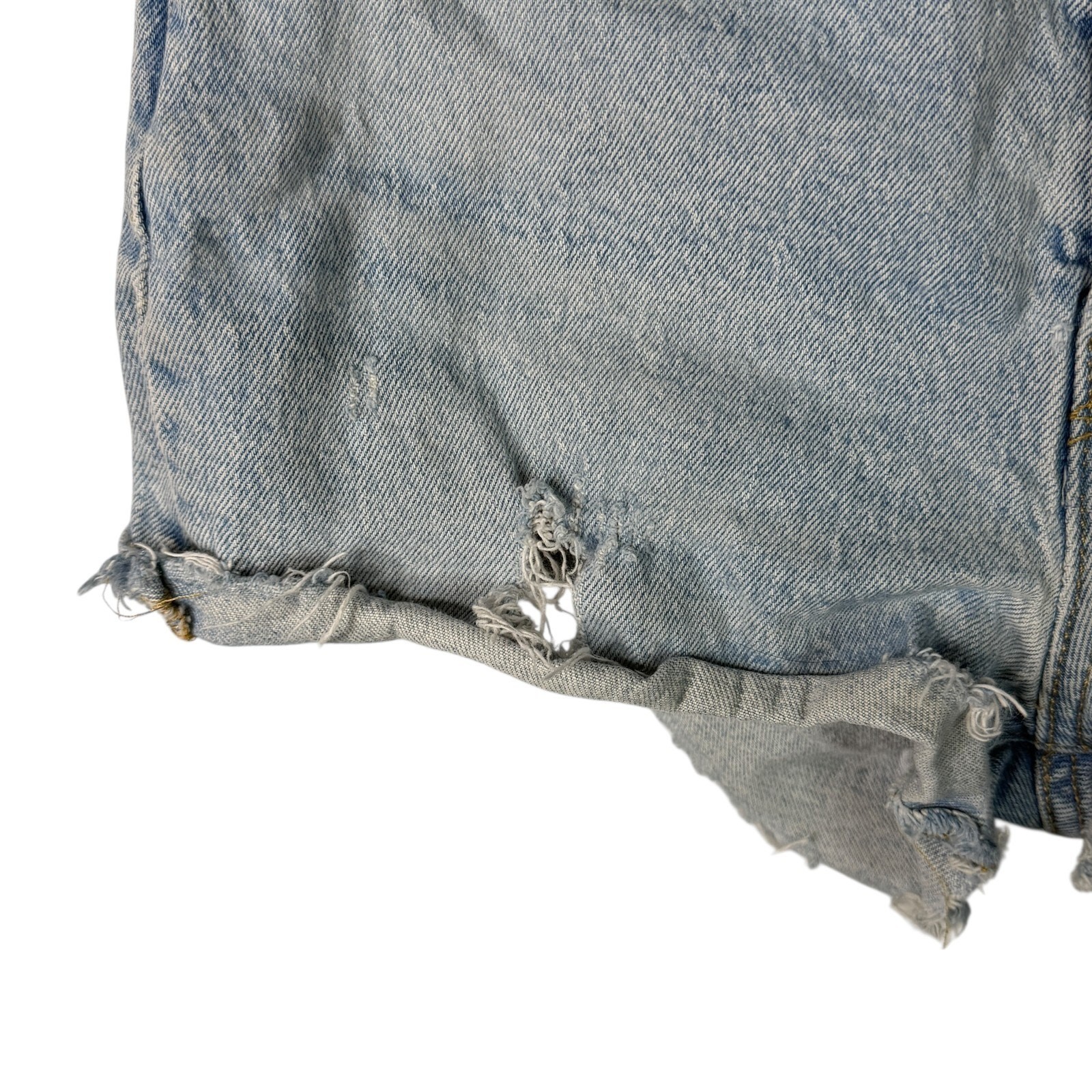 Levis 501 Cut Off Jean Shorts FLAW Distressed Denim High Rise Light Wash 27