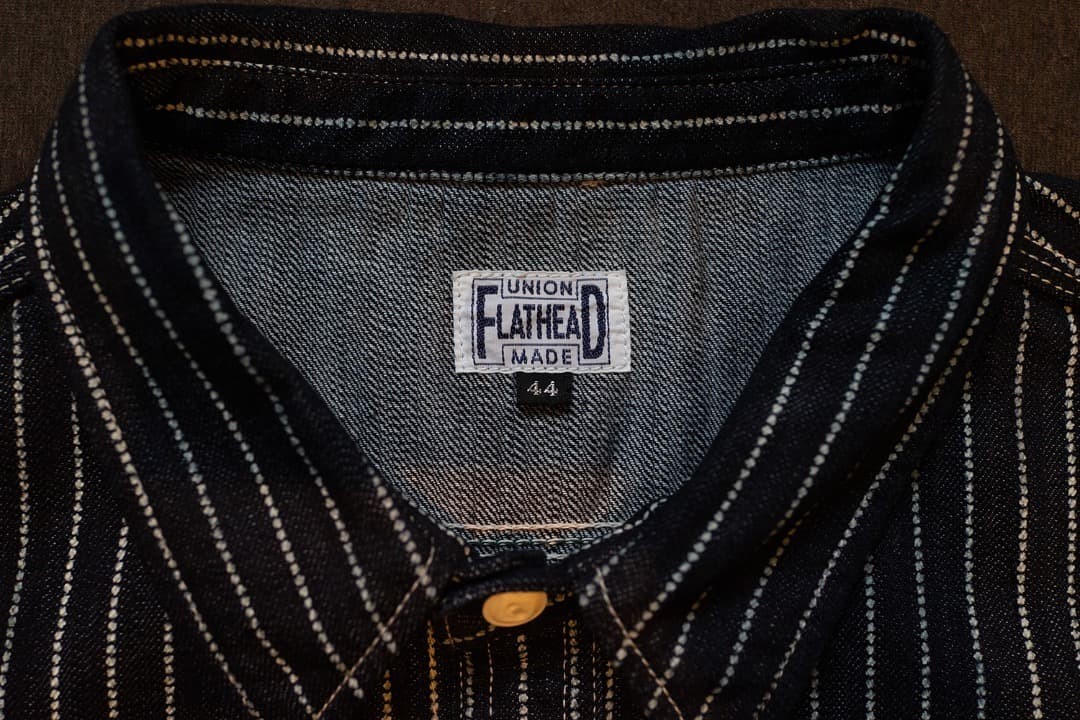 The Flat Head Wabash Work Shirt 10oz Denim 44 Unused New JAPAN