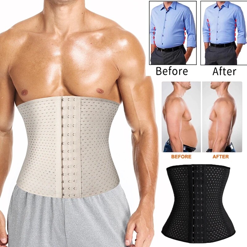 Men’s Waist Trainer Body Shaper Tummy Girdle Belt Belly Fat Burner Corsets S-3XL