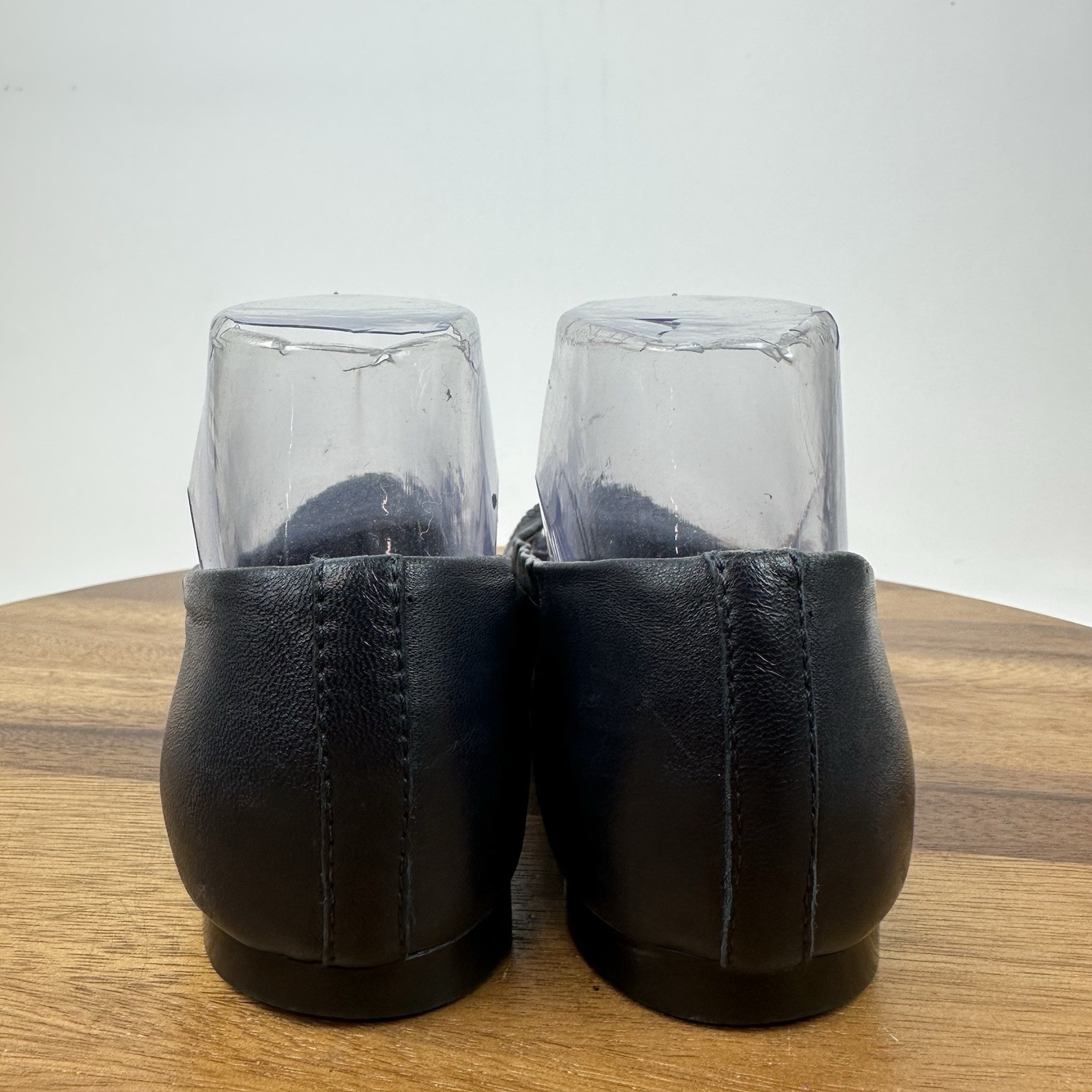Womens AGL Italy Black Leather Studded Slip On Cap Toe Ballet Flats Size EU 36