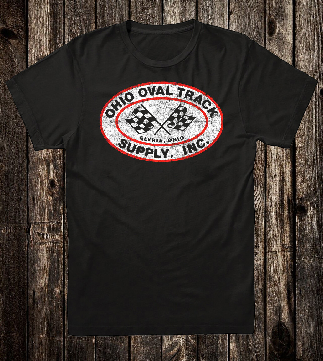 Mens Retro Hot Rod Tee T Shirt Drag Race Racing Speed Shop Ohio Oval Track