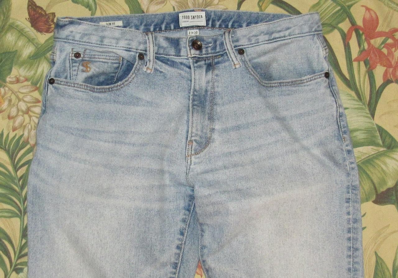 TODD SNYDER Light Wash Stretch 5 Pocket Denim Jeans Slim Fit 31 x 30