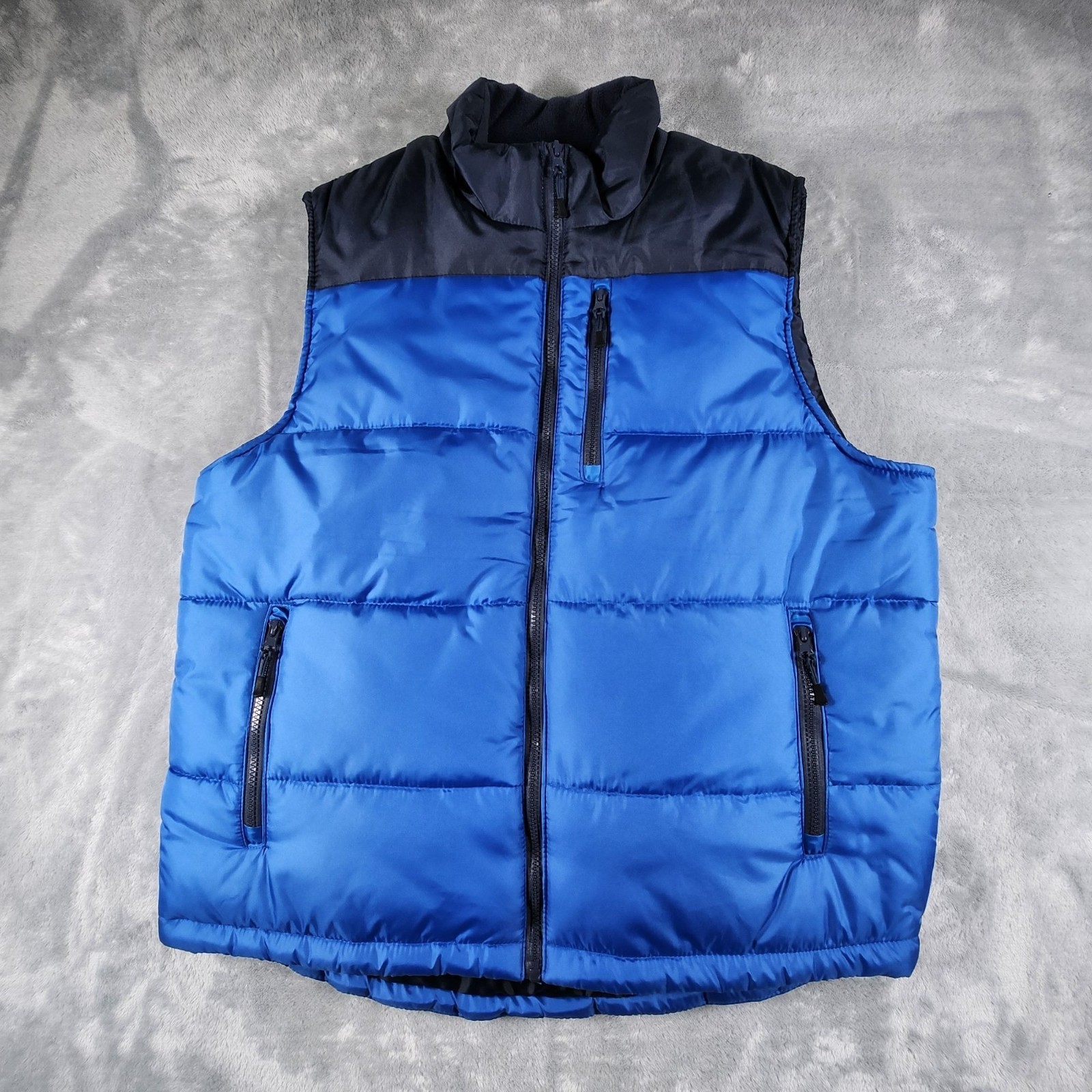 Outdoor Life Puffer Vest Large Blue Color Block Outdoor Hiking Active Cabin Work