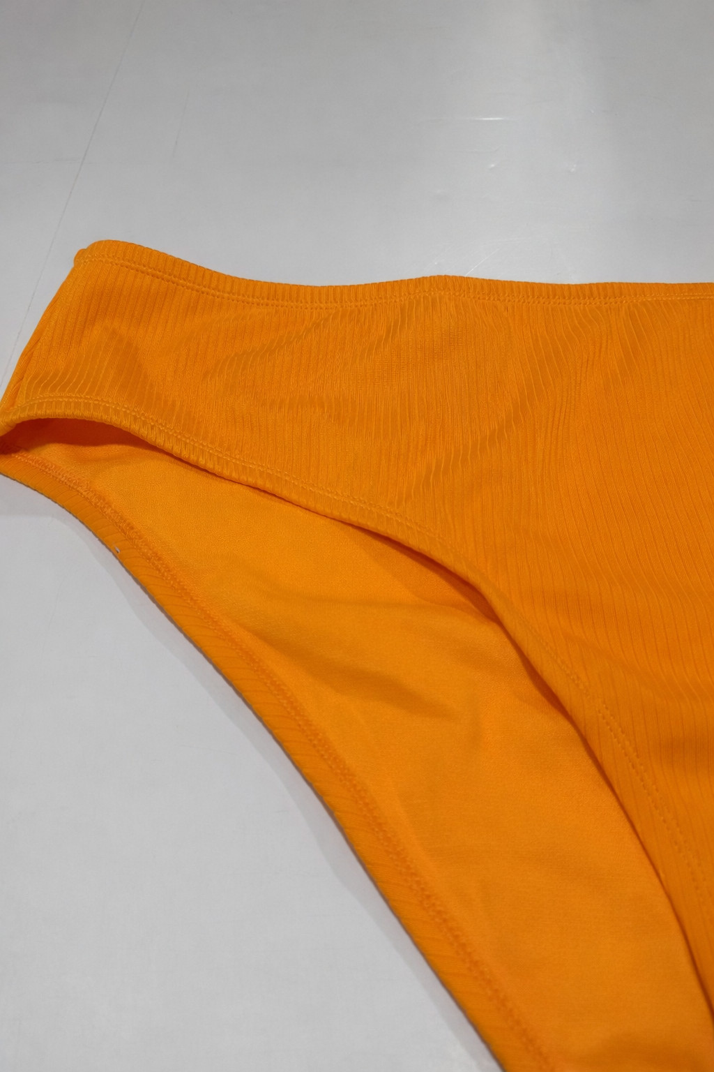 Women’s Ribbed Scoop Front High Leg Cheeky Bikini Bottom – Wild Fable Orange 1X