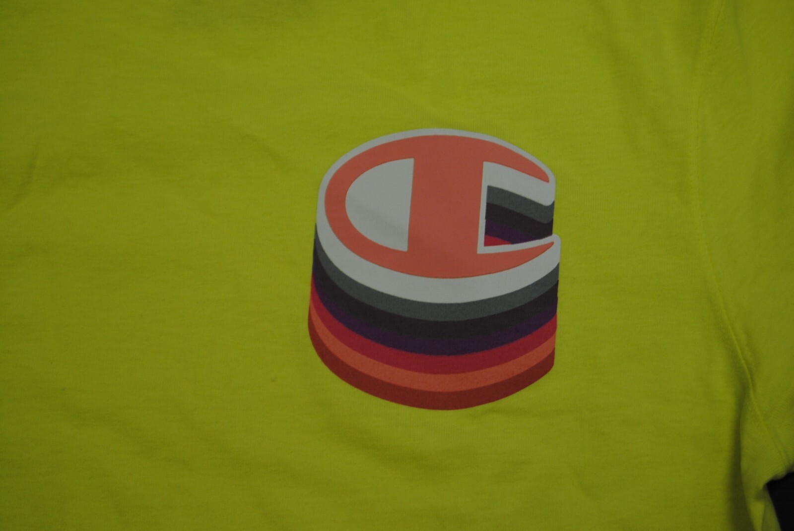 NEW MEN’S CHAMPION GT19-IUC HERITAGE SHORT SLEEVE TEE CADMIUM YELLOW MULTI LOGO