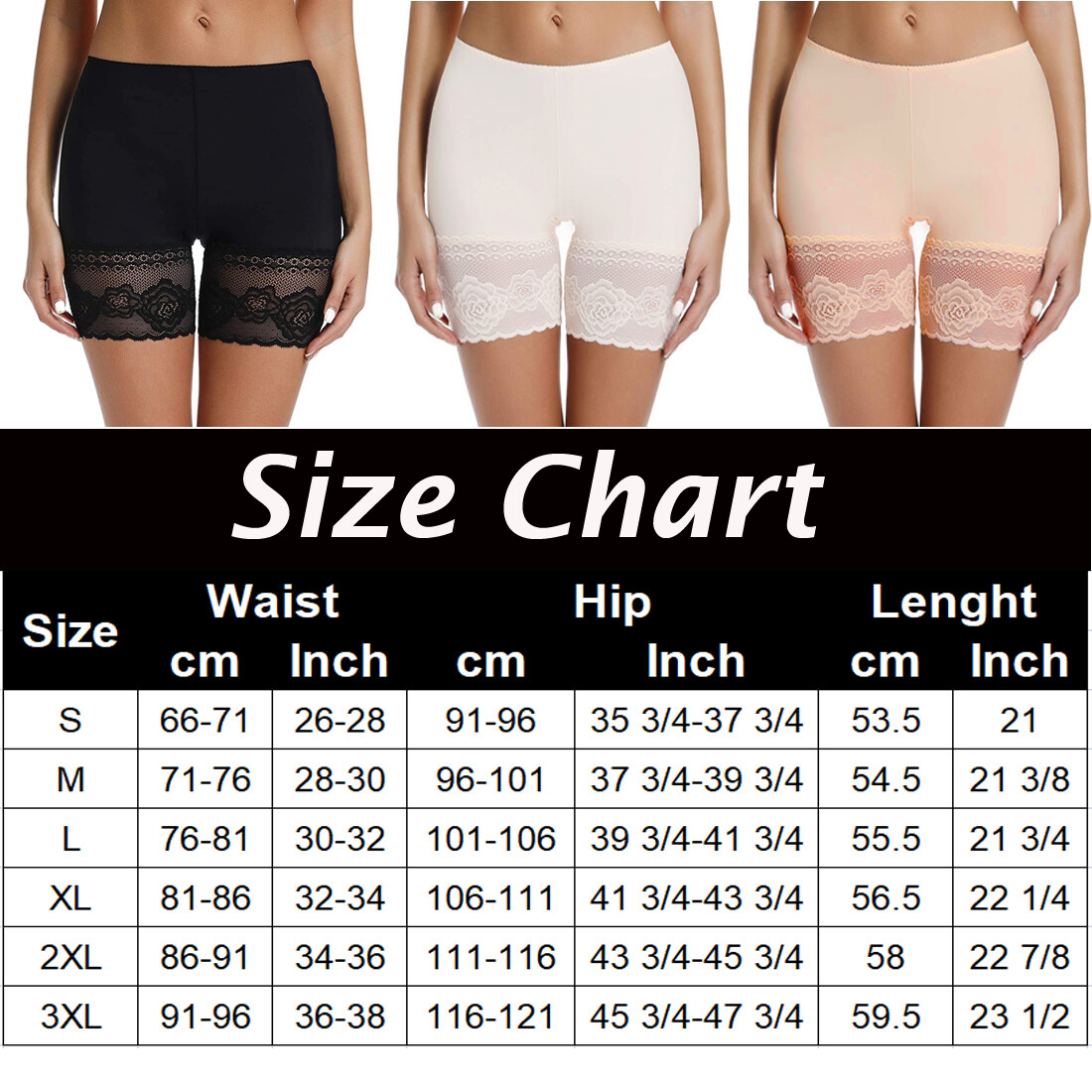Women Slip Shorts for Under Dresses Anti Chafing Lace Panties Underwear Boyshort