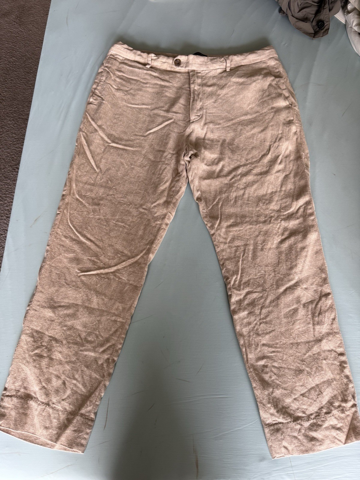 Banana Republic Men’s Beige Linen Herringbone Tailored Straight Leg 35W