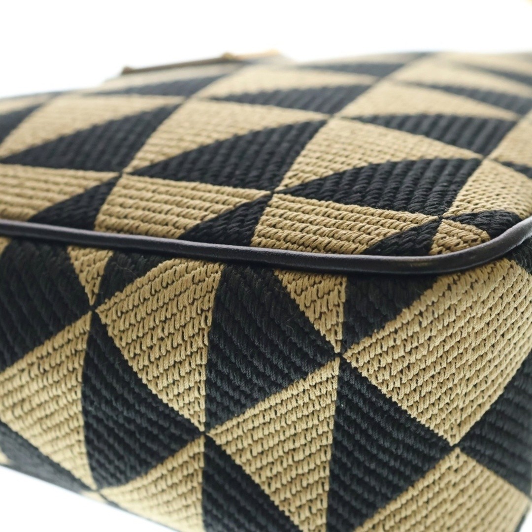 PRADA Triangle Logo Plate Canvas Leather 2-way Hand Chain One Shoulder Bag Used