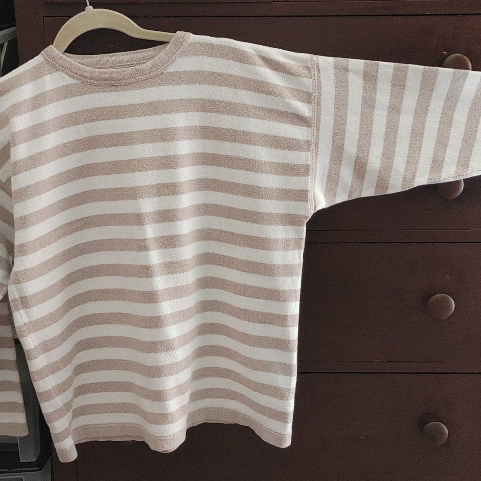 Men’s Eddie Bauer Cotton Tan & White Crew Neck Knit Sweater Size S