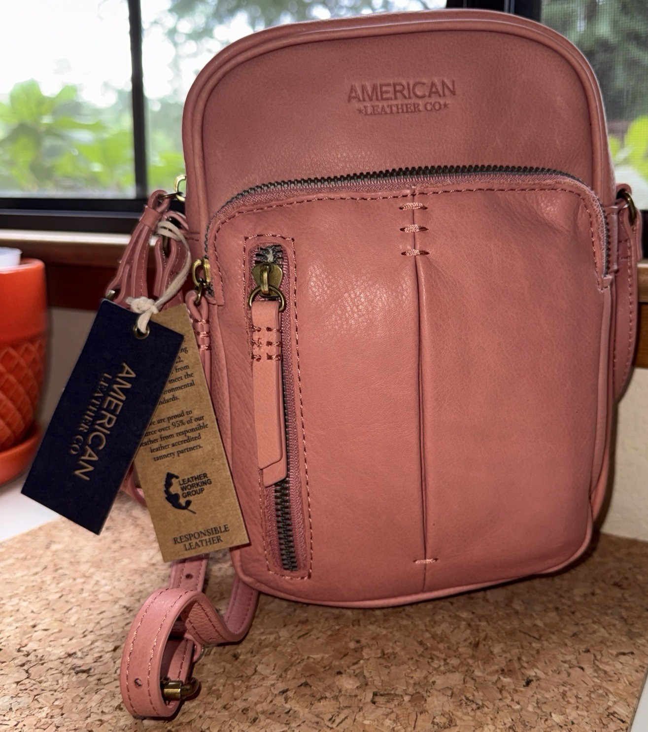 NWT AMERICAN LEATHER CO Cleveland NS Crossbody Bag Purse Sunkissed ALC2547
