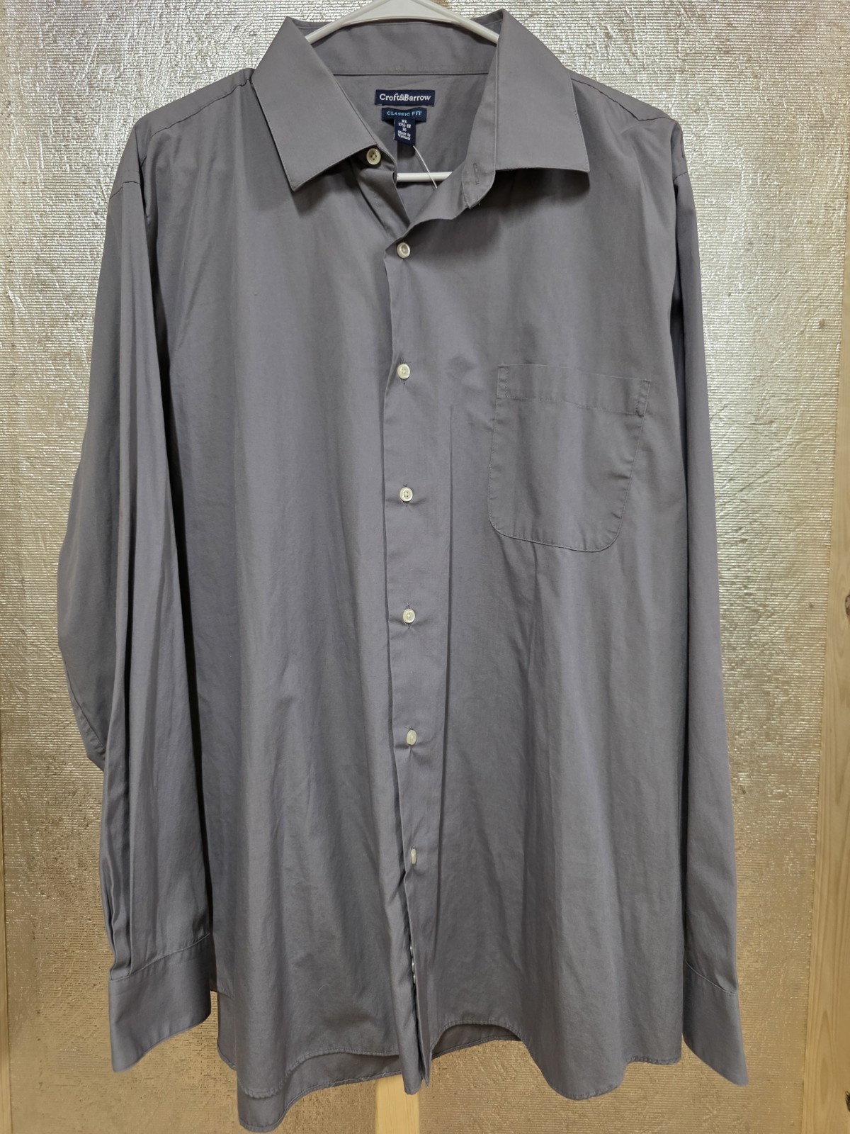 Croft & Barrow Clasdic Fit Mens Button Down Shirt Gray XL Long Sleeve