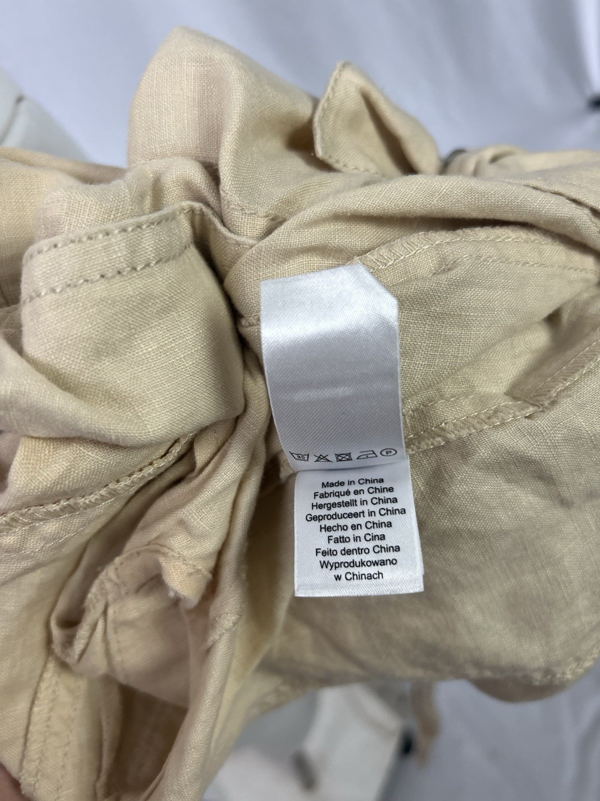 Apanage Vintage Y2K Jacket Top Safari 100% Linen Belted Khaki Short Sleeve US 4