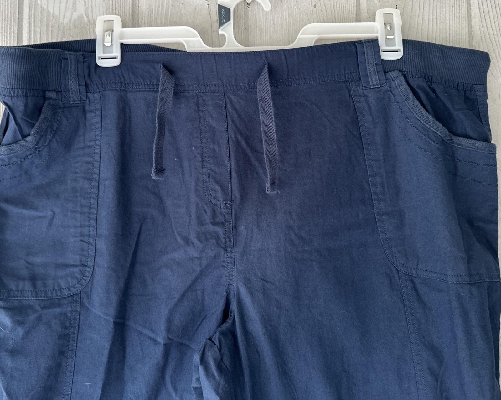 Capri Pants Joggers Women Casual BOHO Navy Blue 100% Cotton Size 22￼
