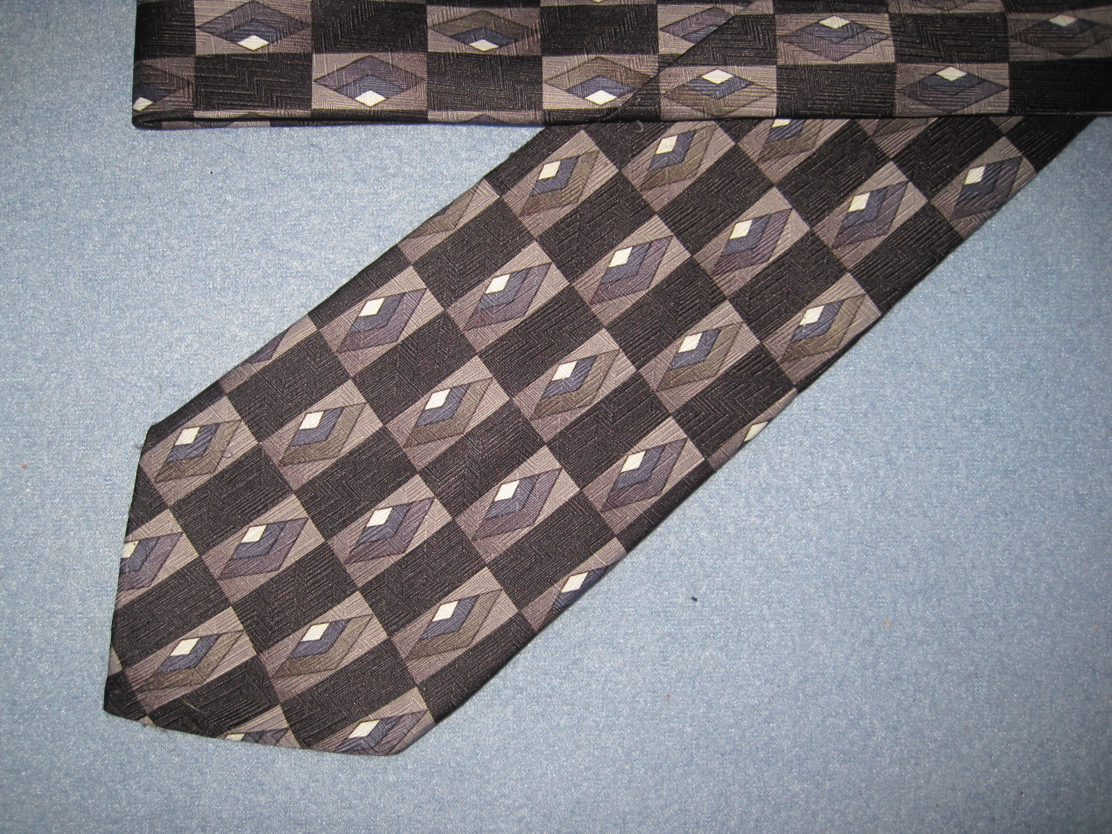 Black Grey Blue Print Tie Necktie Towncraft (6160)