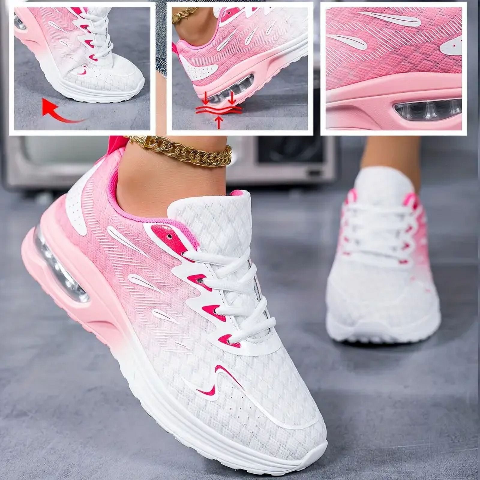 Women’s Orthopedic Walking Sneakers Breathable Mesh Non-Slip Cushion Pink