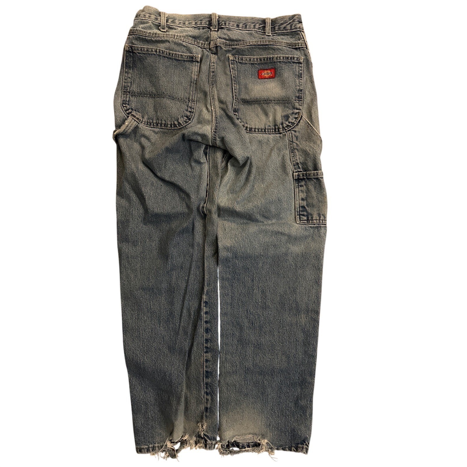 Dickies Mens Carpenter Jeans Light Wash Blue Denim Workwear Pants Distressed