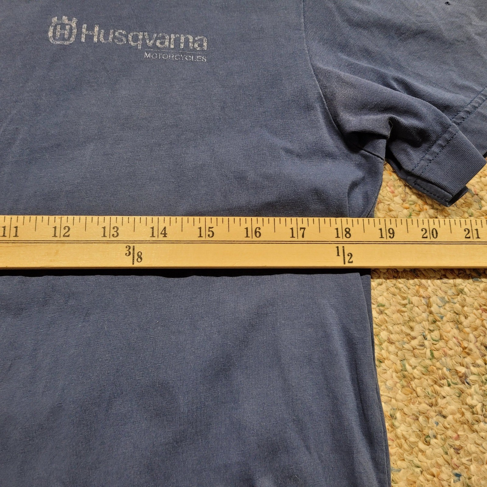 Husqvarna Motorcycles Shirt Mens Medium Blue Graphic Tee Distressed Moto Biker
