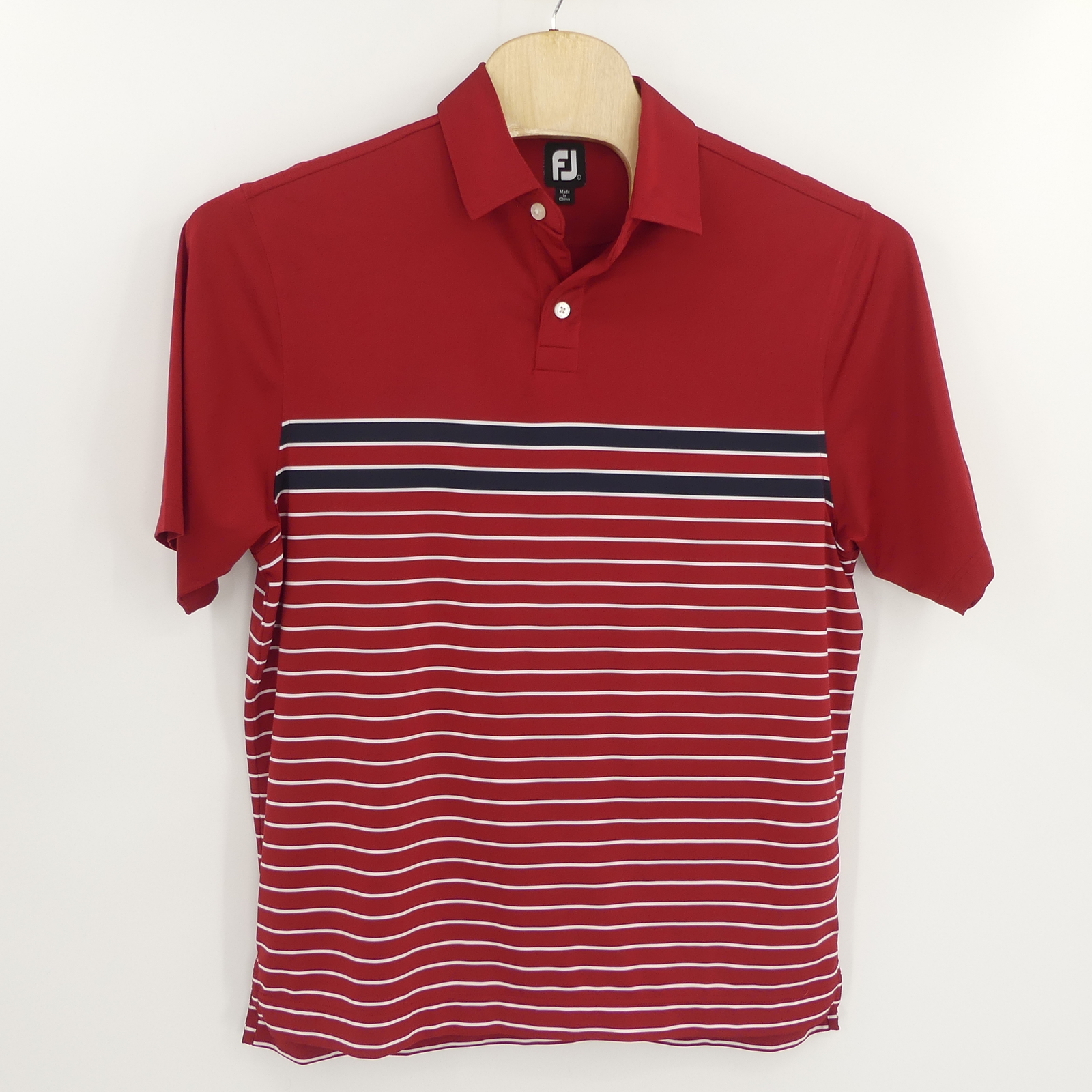 FootJoy Polo Shirt Dark Red with Black Stripe Men’s Large L