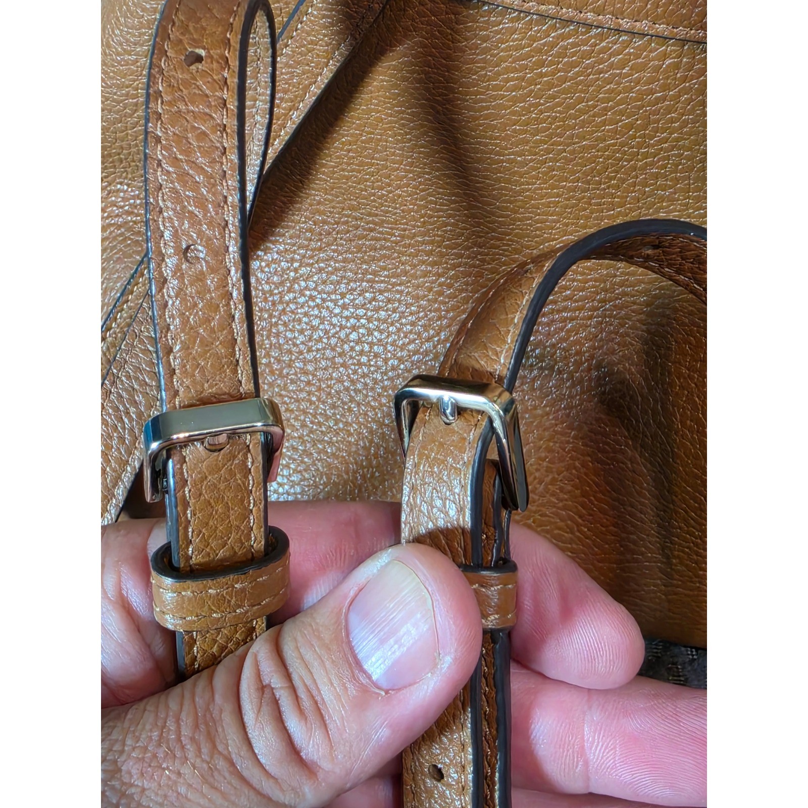 Kate Spade New York Pebbled Leather Backpack Brown Drawstring Magnetic Flap Bag