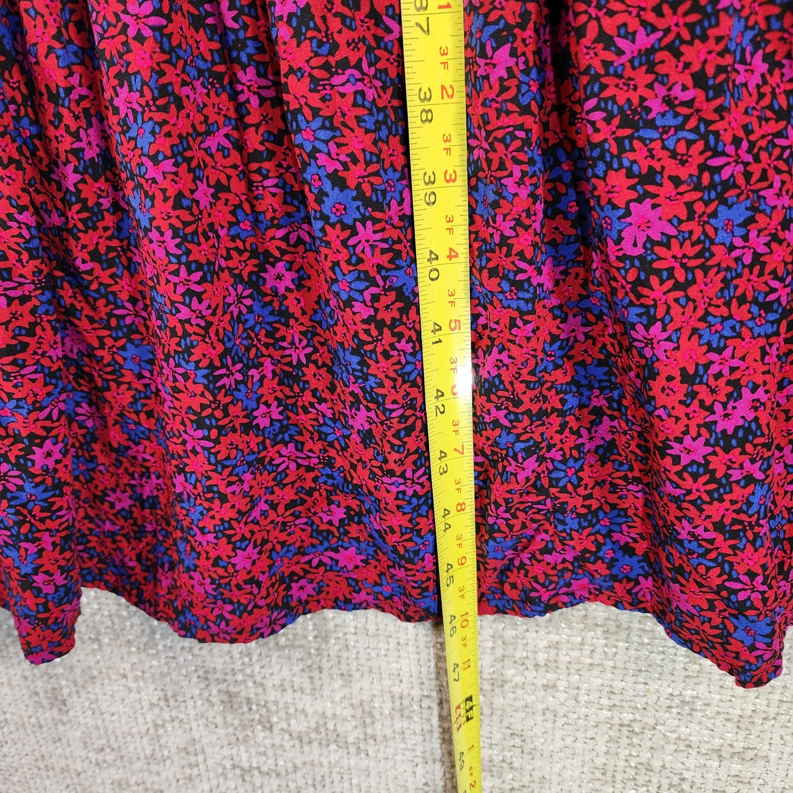 GAP Ruffled Maxi Dress Womens S Red Blue Purple Floral Smocked Cuff Cottage
