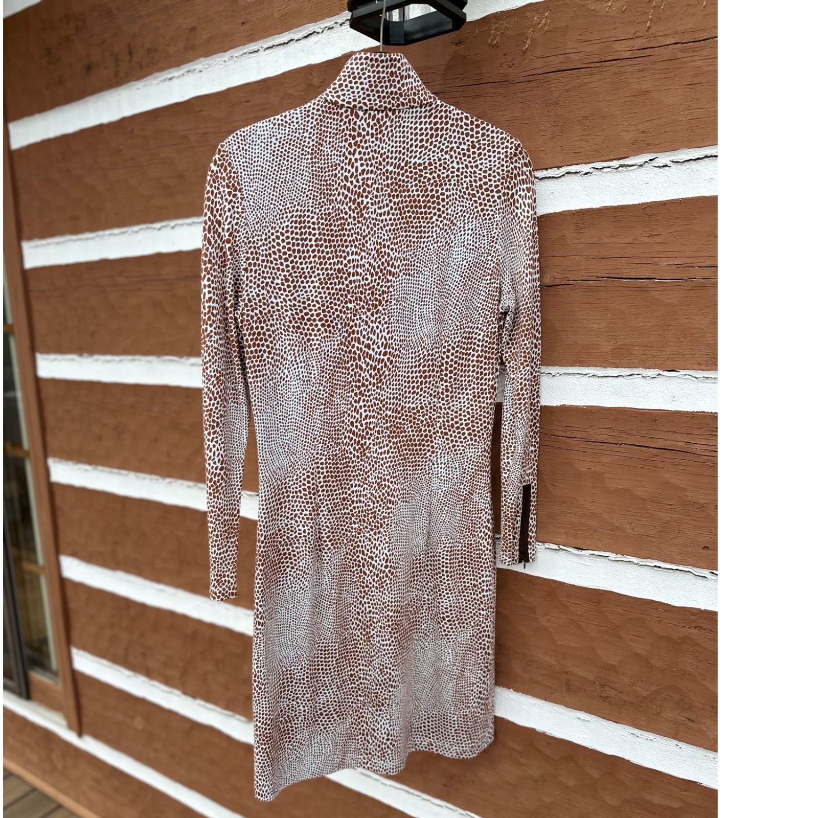 J. McLaughlin Bedford Brown Light Blue 1/4 Zip Long Sleeve Dress
