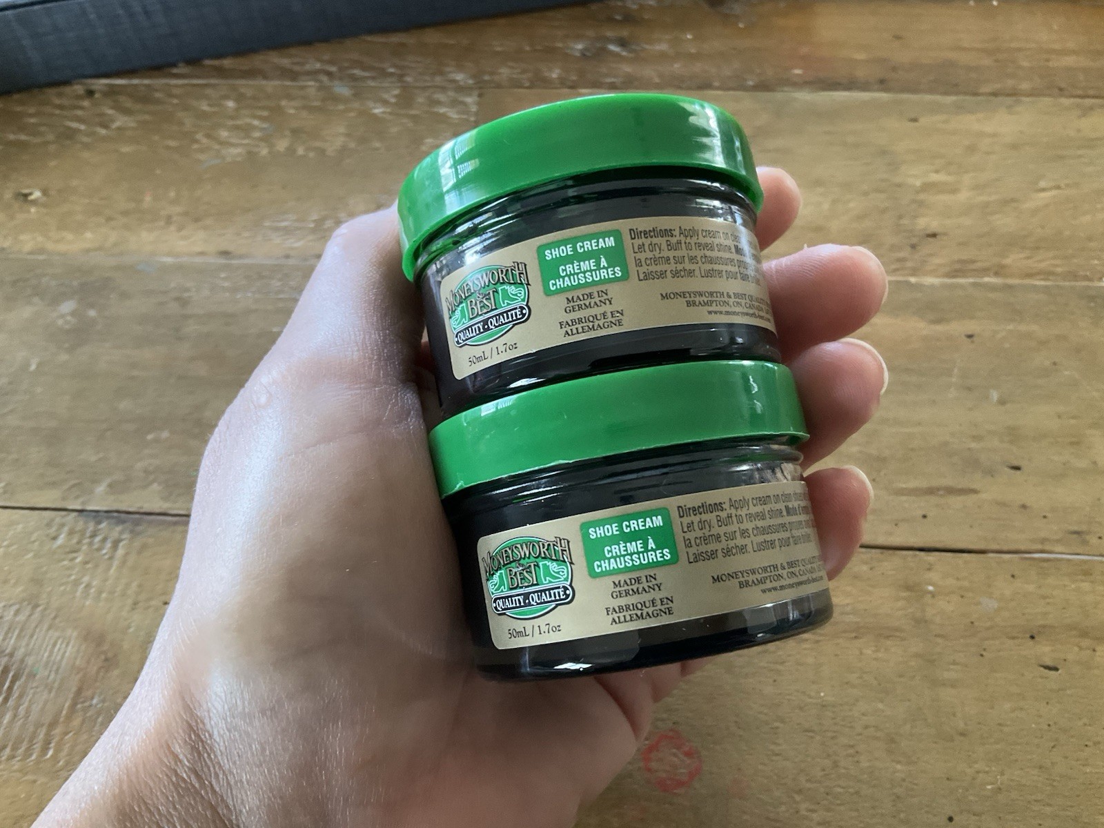 2 Jars Moneysworth Best Boot & Shoe Cream Polish 50ml 1.7oz (BLACK)