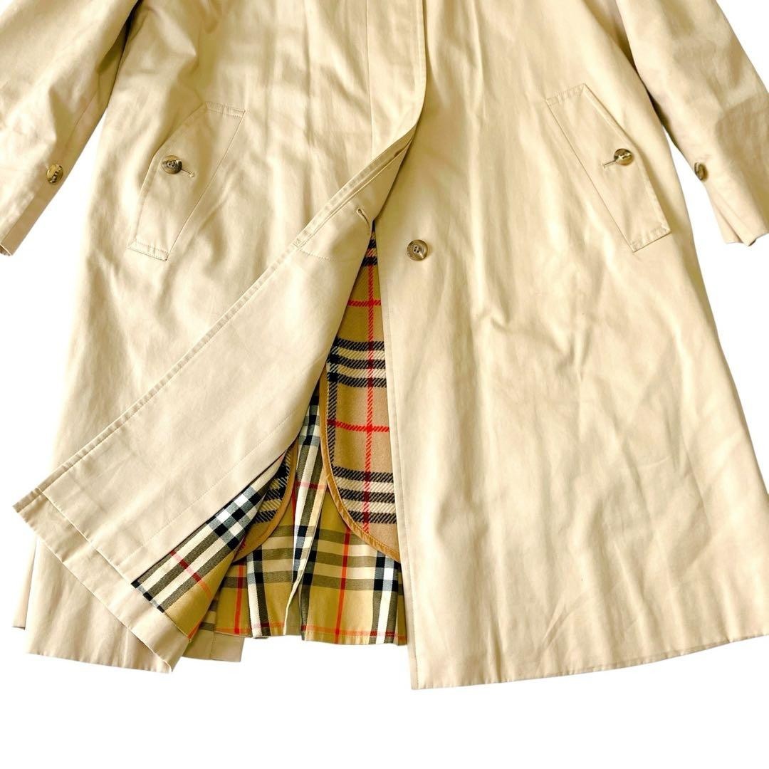 Burberrys Trench Coat Balmacaan Nova Check Beige Liner Size 7AR S M Cotton VTG