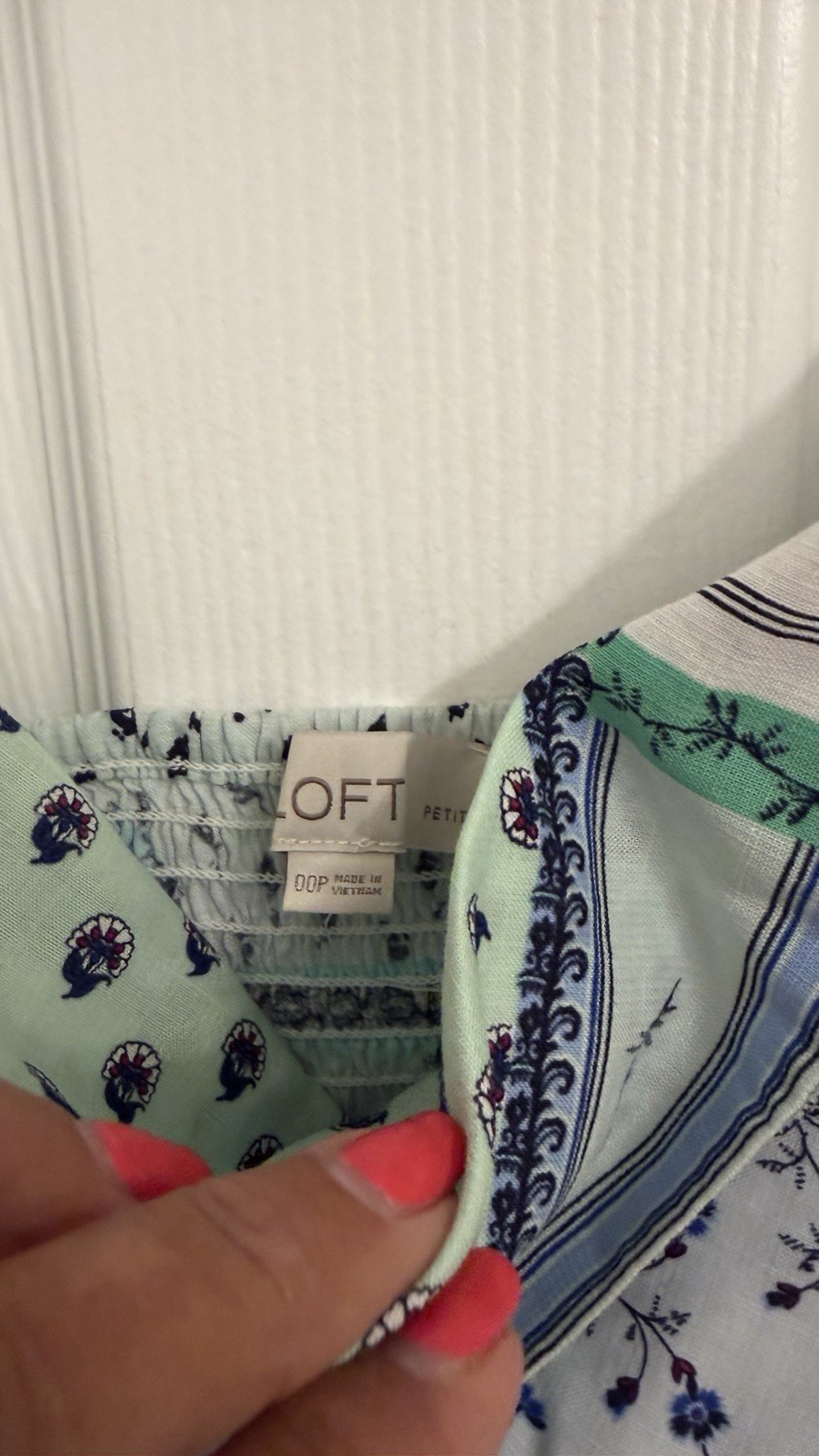 LOFT Petite Floral Patchwork Print Sundress XXSP NWOT Shades of Blue & Green